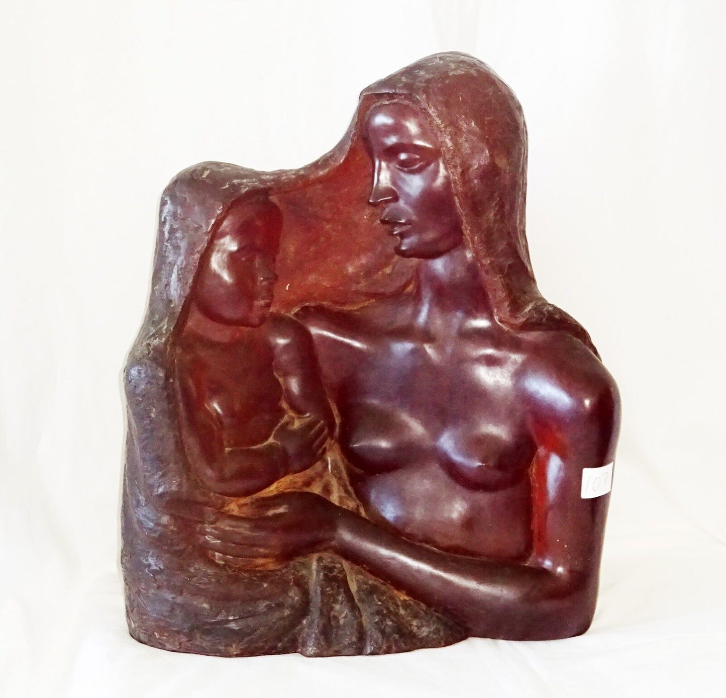 1940 Belgium Resin Sculpture "Mother & Child" by Helene Sardeau (1899-1968)(New)