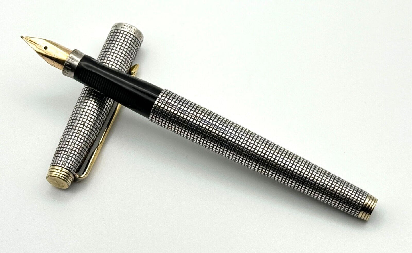 Vintage Sterling Silver Parker 75 Fountain Pen w 14K Nib Made in USA (MiM)