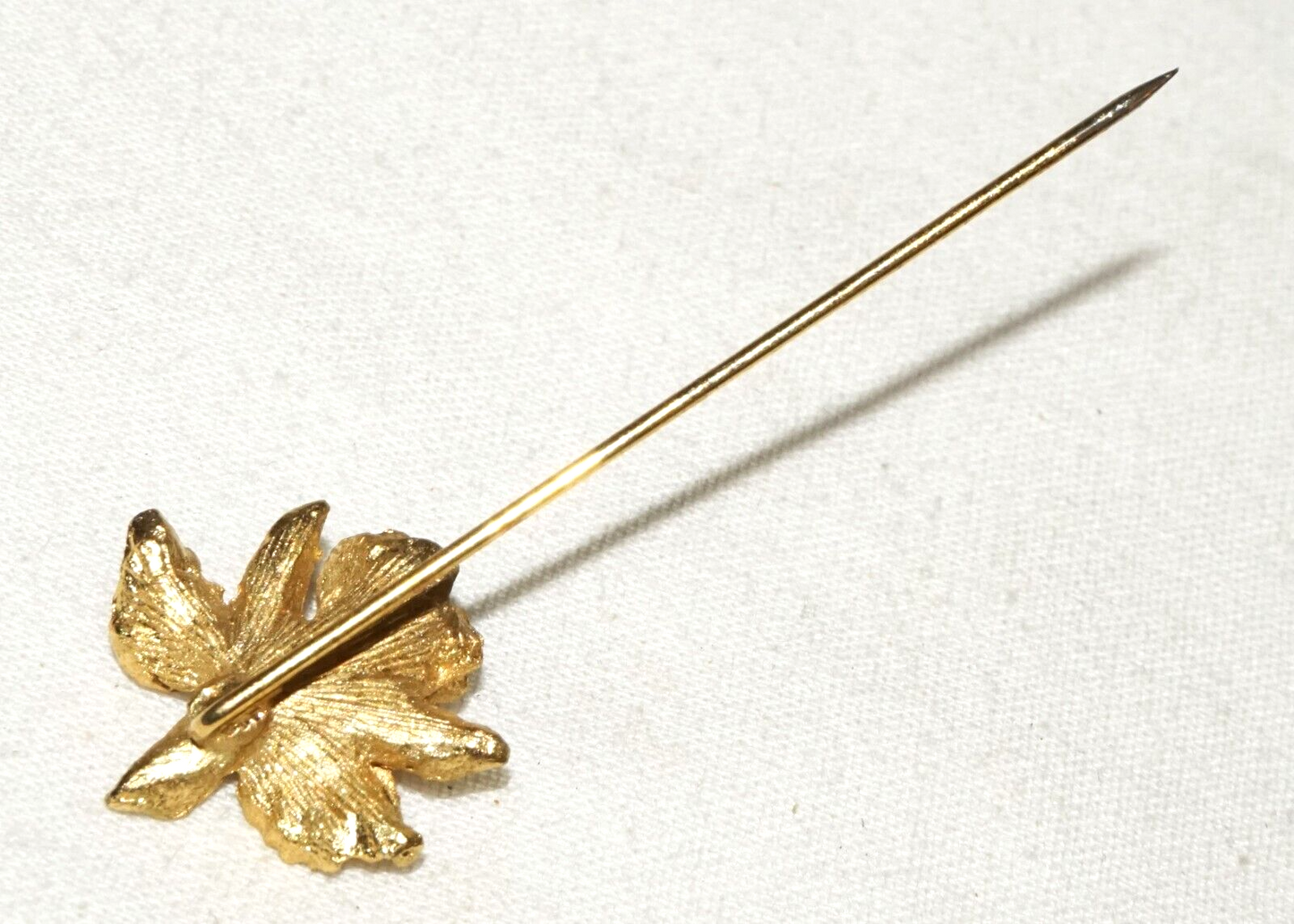 Vintage 14k Yellow Gold Tie Pin w. Orchid Flower Motif (TuD)