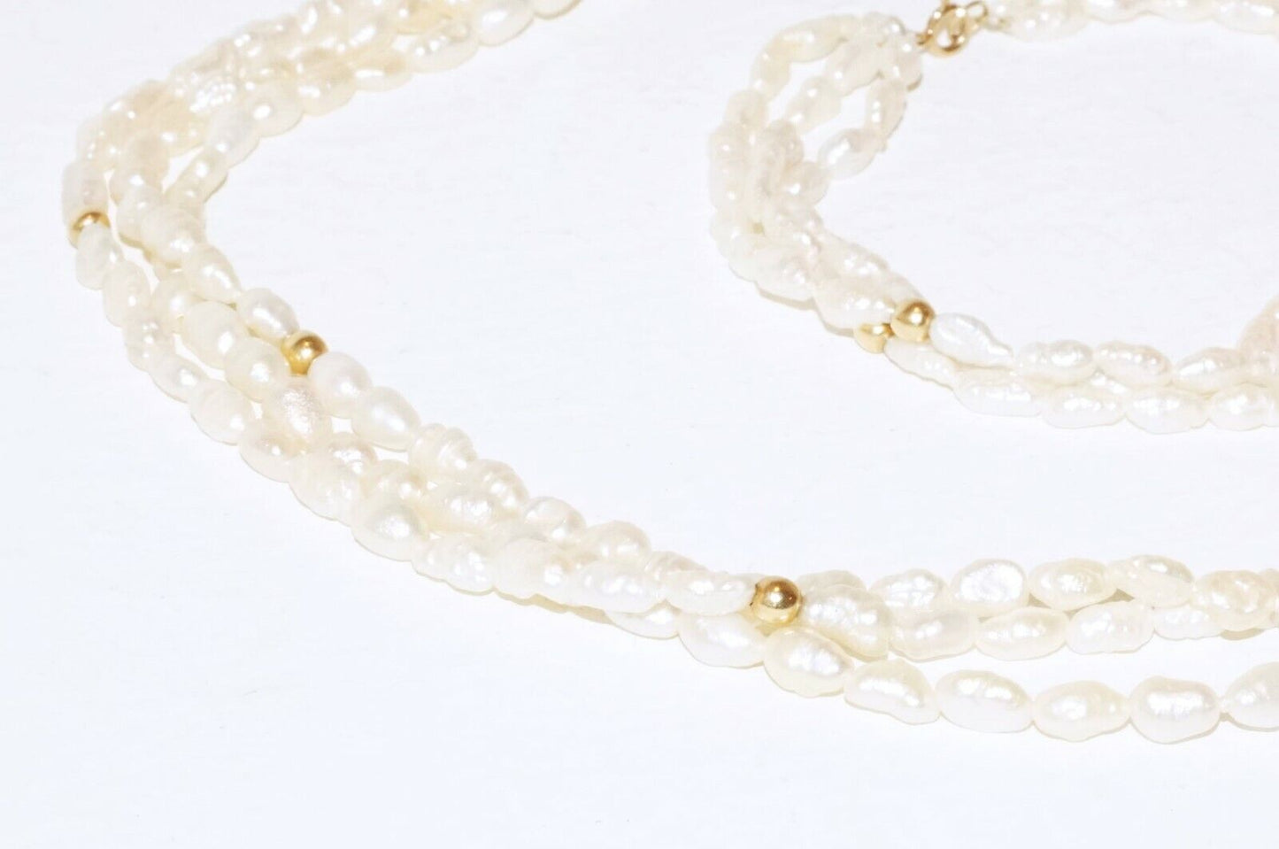 2Pc 14k Yellow Gold & Baroque Freshwater Pearl Necklace & Bracelet (KaT)#27