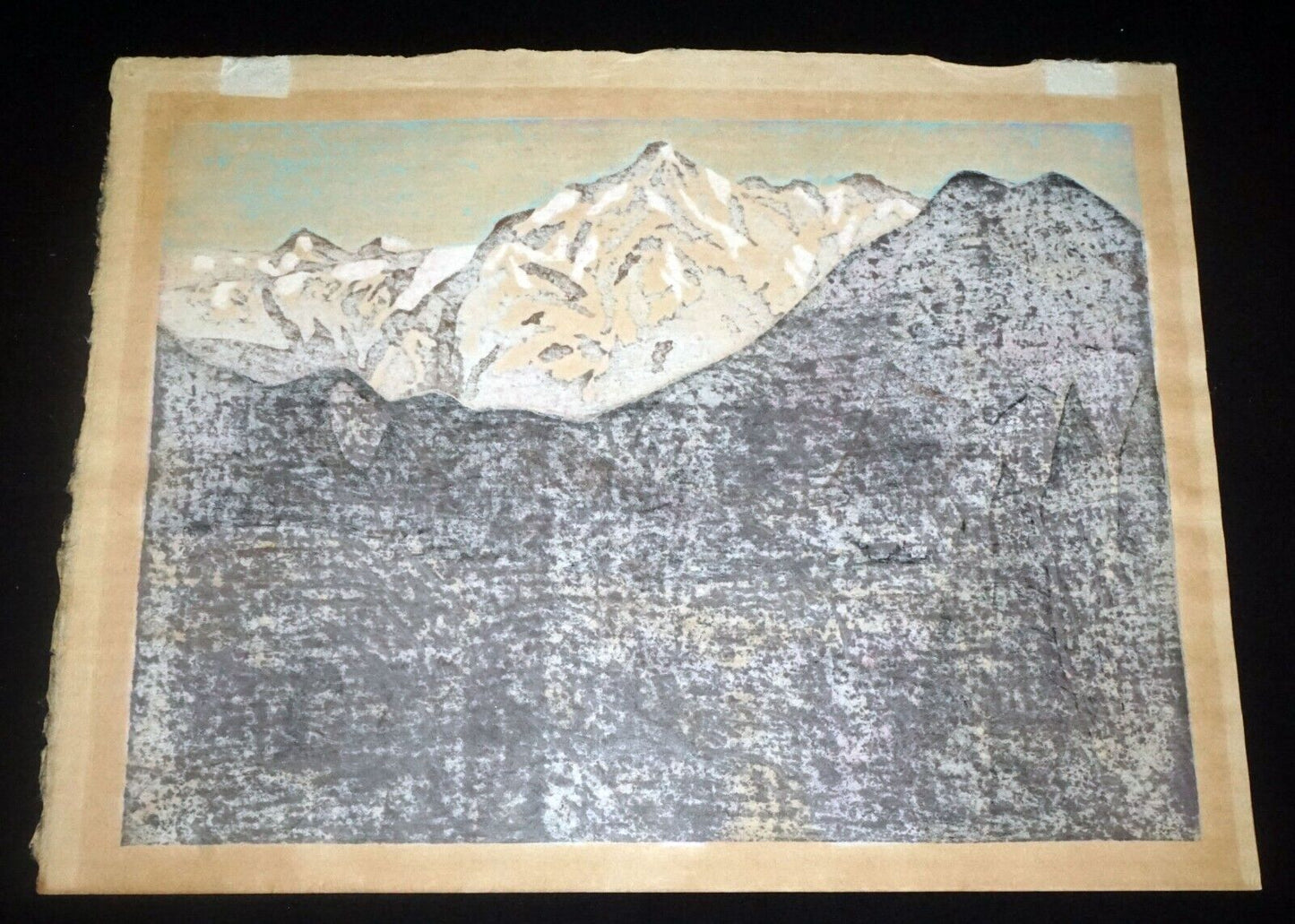 50s Japanese Woodblock Print Sprint Mountains Mabuchi Toru (1920 - 1994) (SeF)