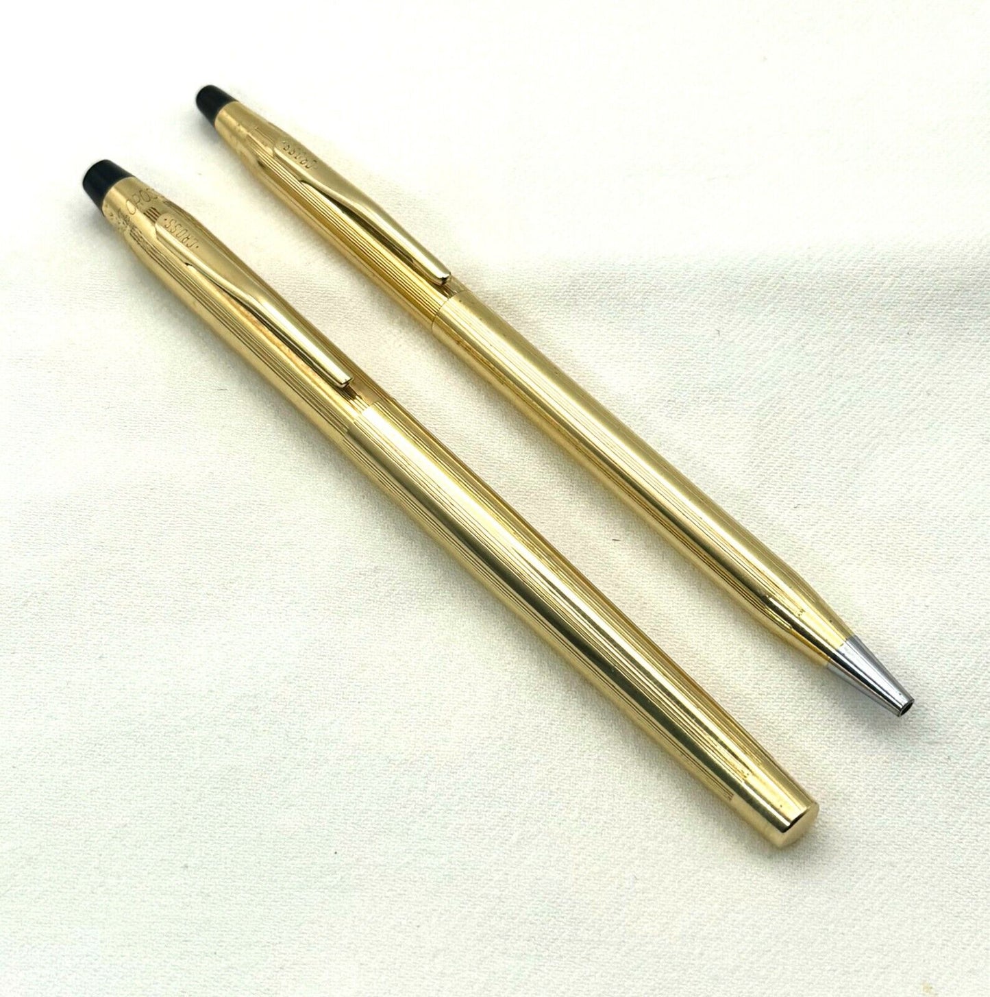USA-Vintage 12k Gold Filled Cross Ballpoint Pens Set- Twist & Cap Versions (MiM)