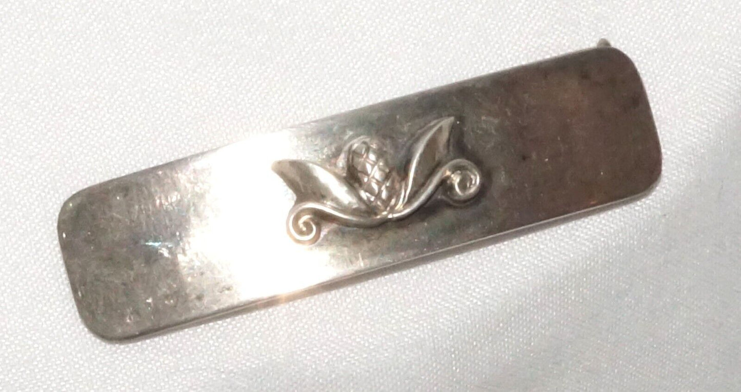Vintage Georg Jensen Style Sterling Hair Clip w Acorn Accent (QuC) 24
