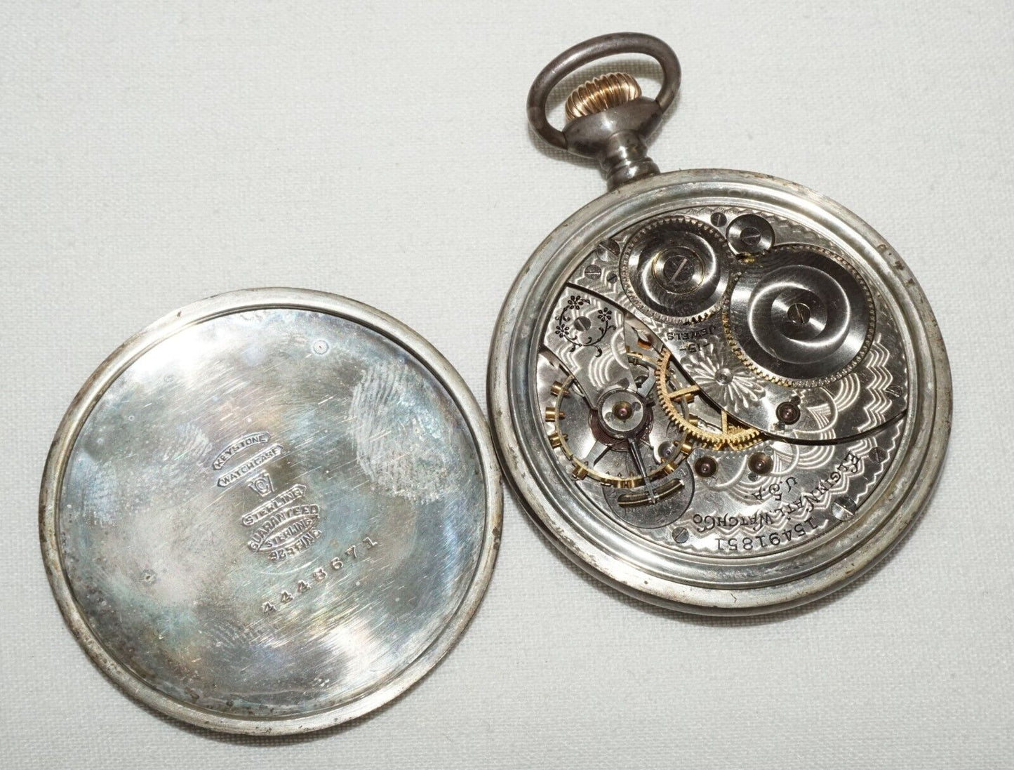 1911 US Sterling Silver Open Face Manual Movement Pocket Watch by Elgin (KoM)