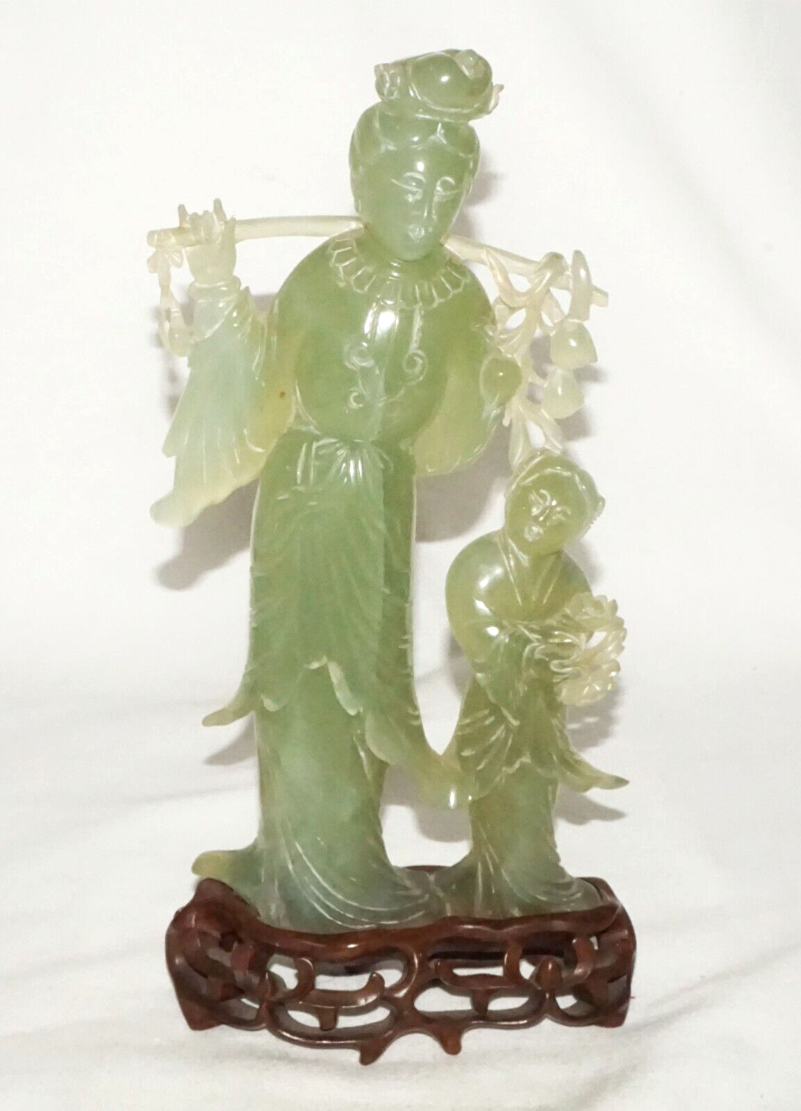 Vintage Chinese Soapstone Carved Robed Female & Male Figure Sculpture (WiR)