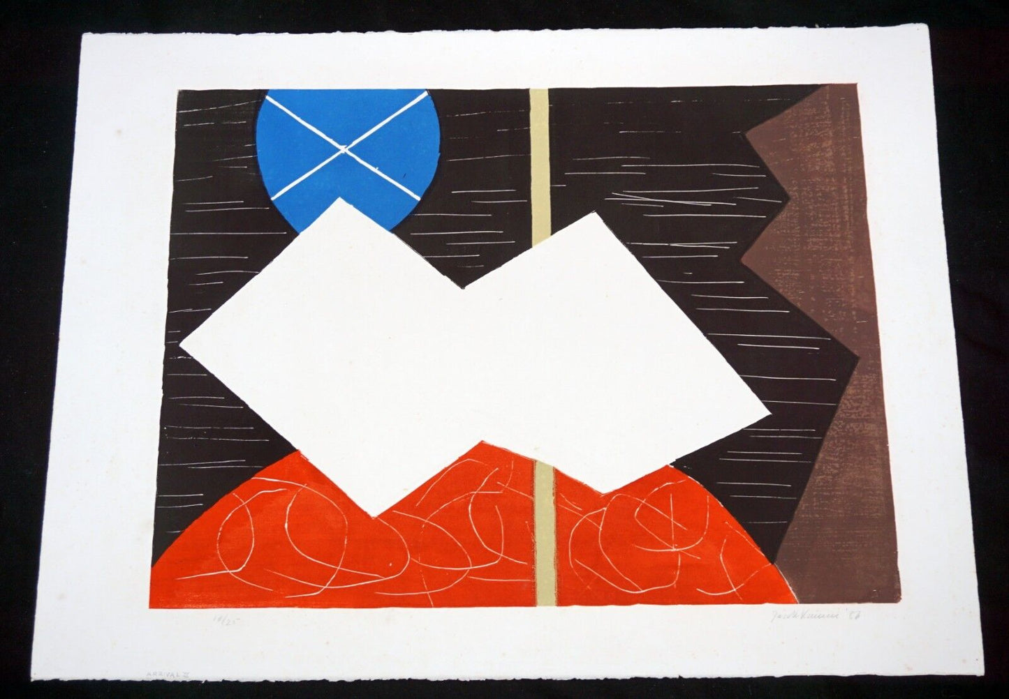 86 Washington DC Block Print 10/25 Arrival II by Jacob Kainen (1909-2001)(Mod)