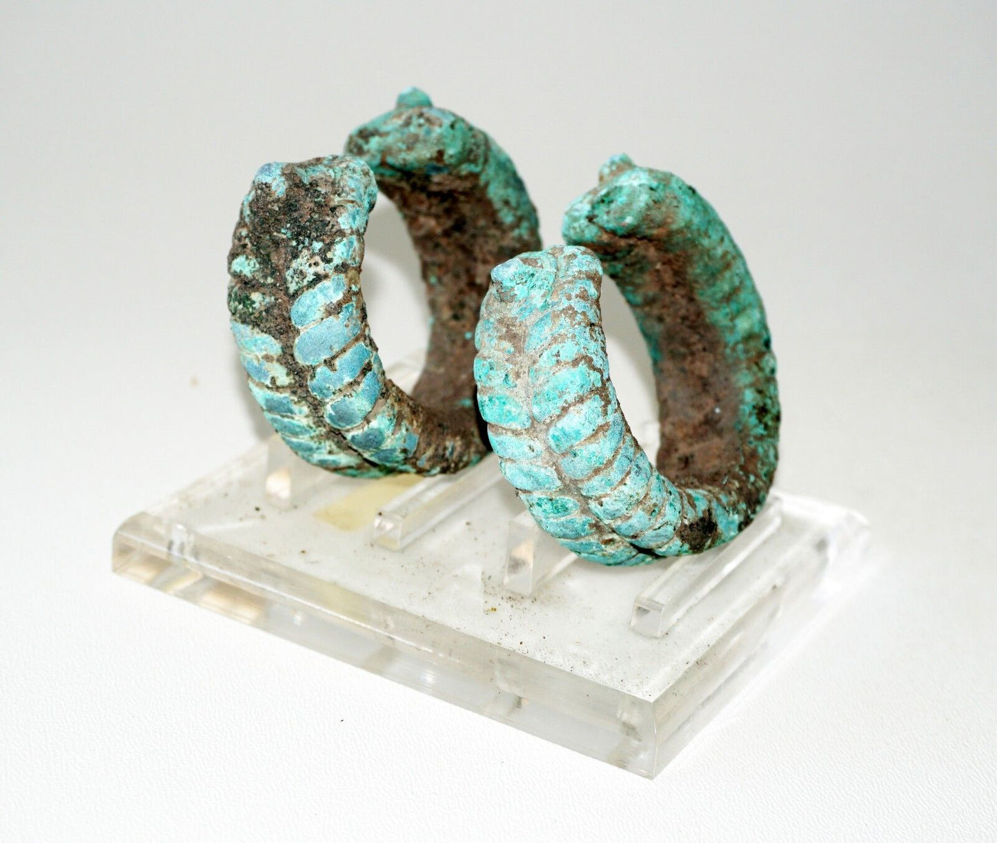 Pair Prehistoric B.C. Excavated Thai Ban Chiang Bronze Bracelets (Mil) M1121