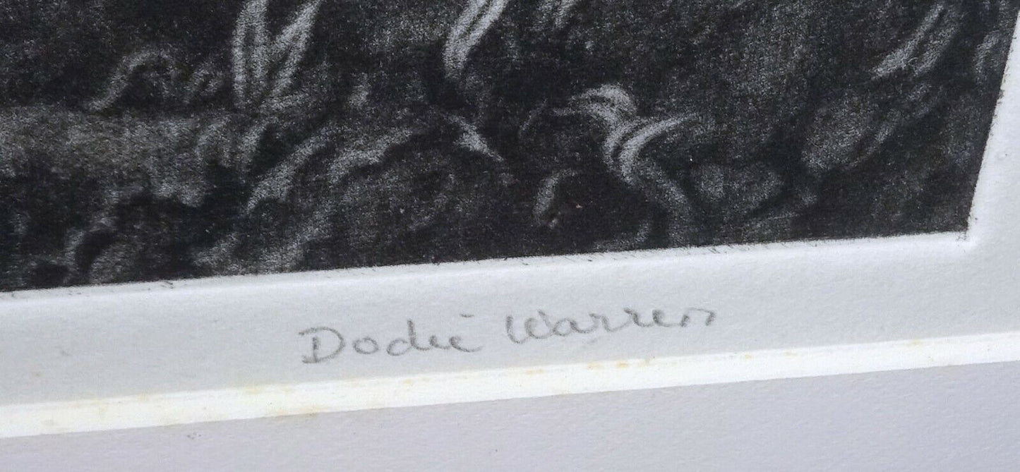 Vintage Hawaii Framed Mezzotint Print A/P "He Malu Ho'olu" by Dodie Warren (CuM)