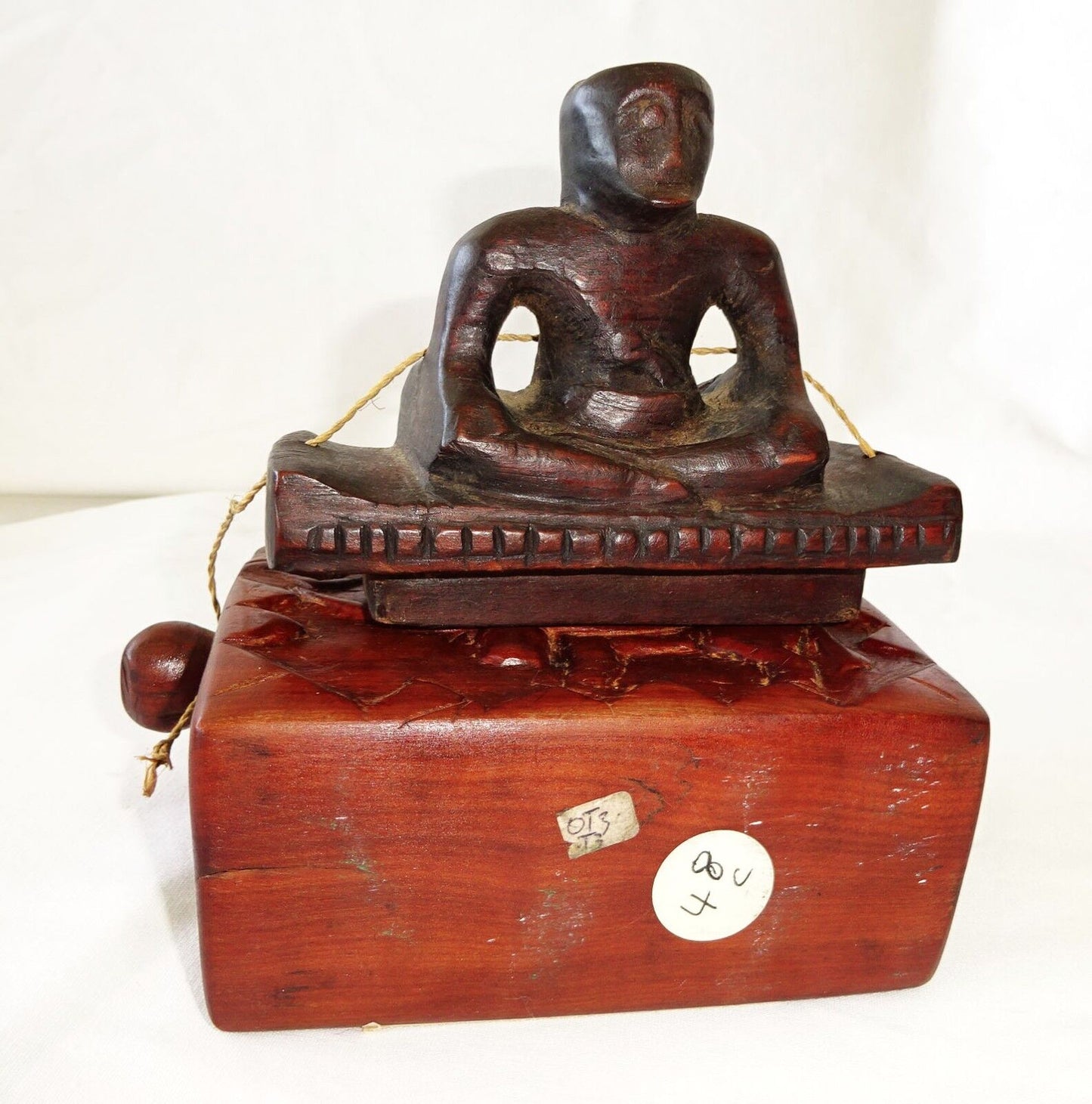 20CT Indonesian Sumba Tribe Wooden Mamuli Ceremonial Container w. Ancestor (Eic)