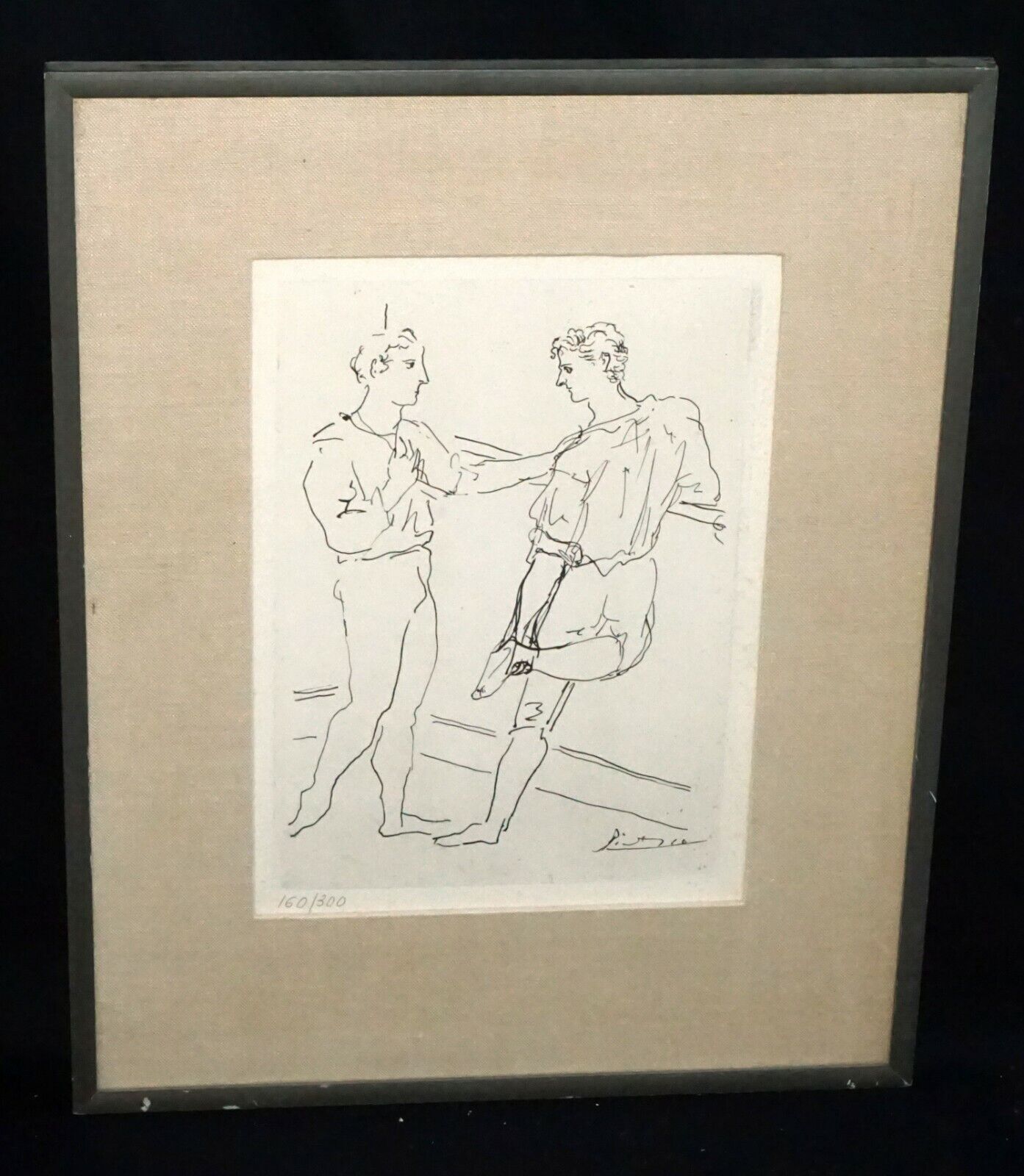 1920s Spanish Etching Print 160/300 Deux danseurs à la barre Pablo Picasso (PaN)