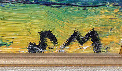 '50s Swiss Oil Heavy Impasto Painting "Villa" by Samuel Melchert (1916-1994)(Rud