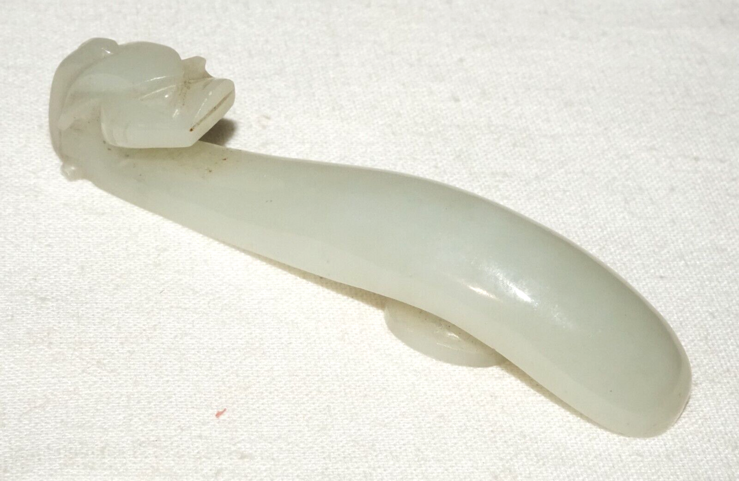 Antique Chinese Grey Green Nephrite Jade Dragon Belt Hook (UVi)#15