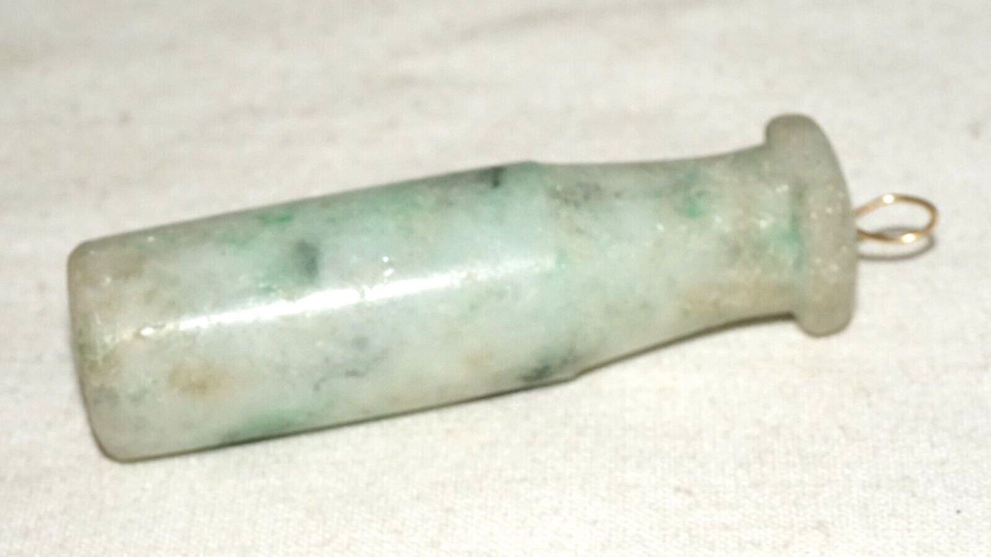 Vintage Chinese Jadeite Jade Carved Cigarette Holder Pendant (LeS)L24