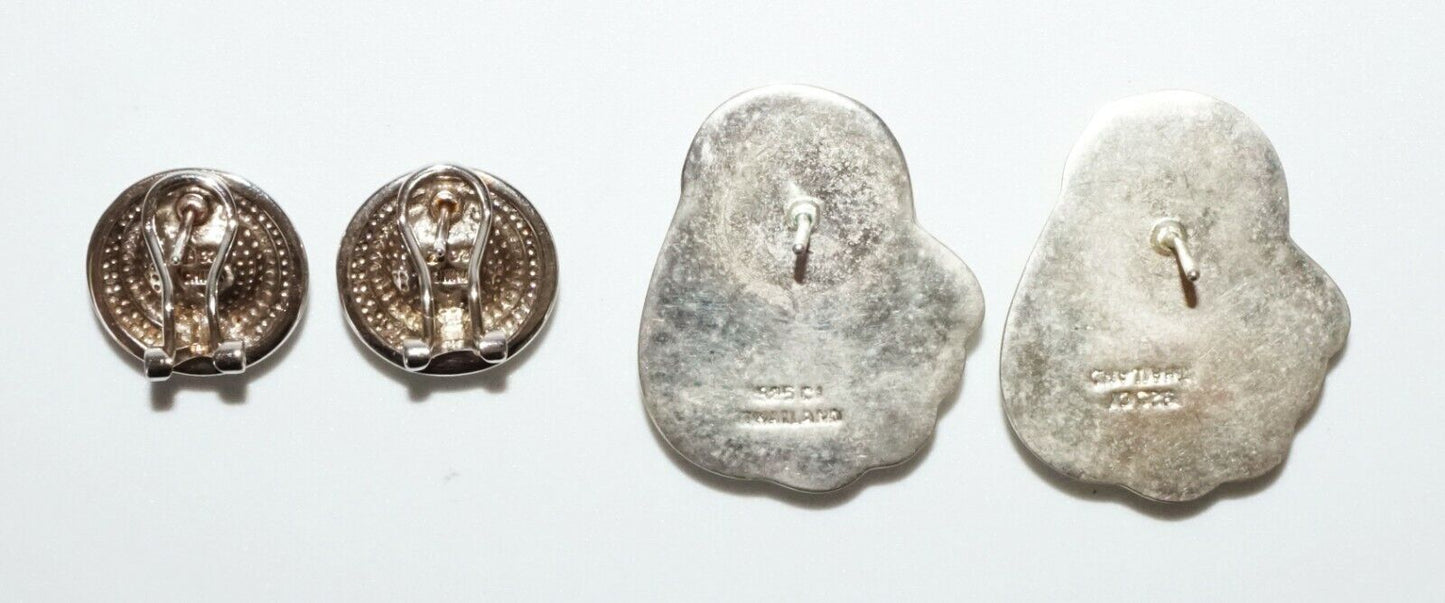 2x Pairs Vintage Thai & China Sterling Silver & Pearl Earrings (SaR)#381