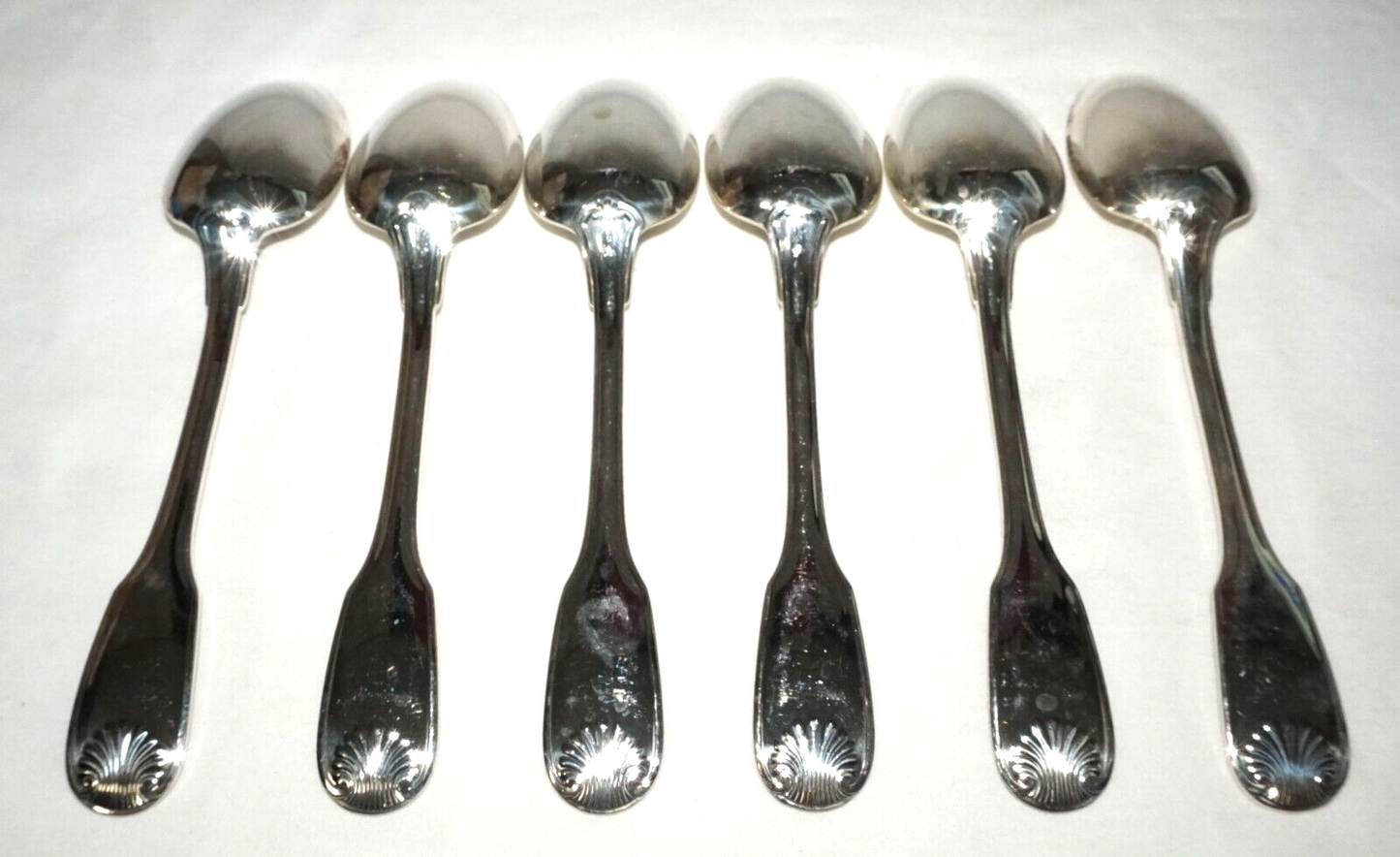6Pc France Silver Plated Large Spoon Lot Shell Vendome Pat Christofle (NiC) L7