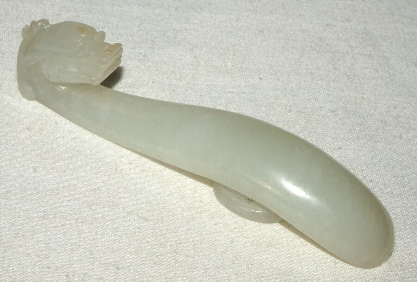 Antique Chinese Grey Green Nephrite Jade Dragon Belt Hook (UVi)#23