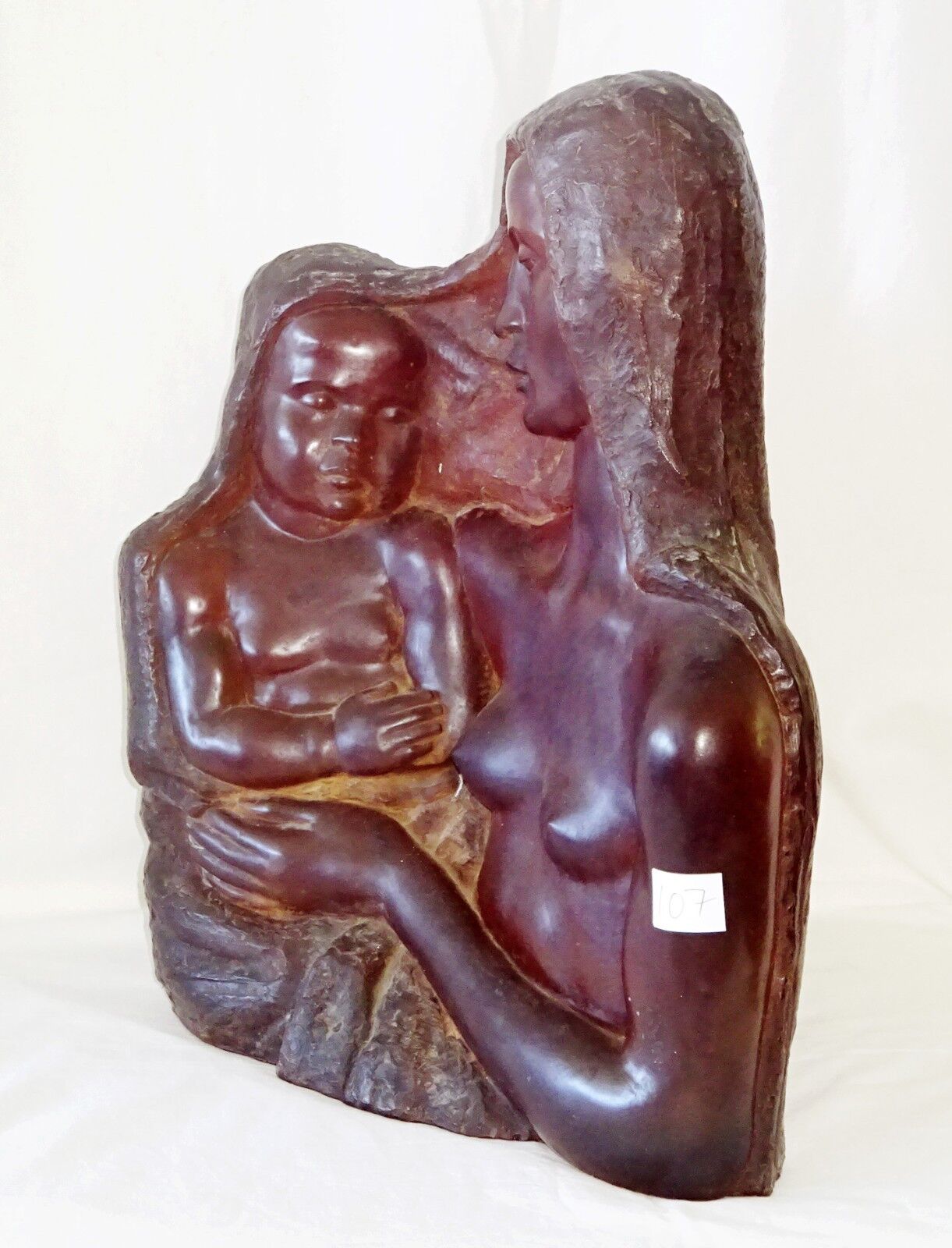1940 Belgium Resin Sculpture "Mother & Child" by Helene Sardeau (1899-1968)(New)