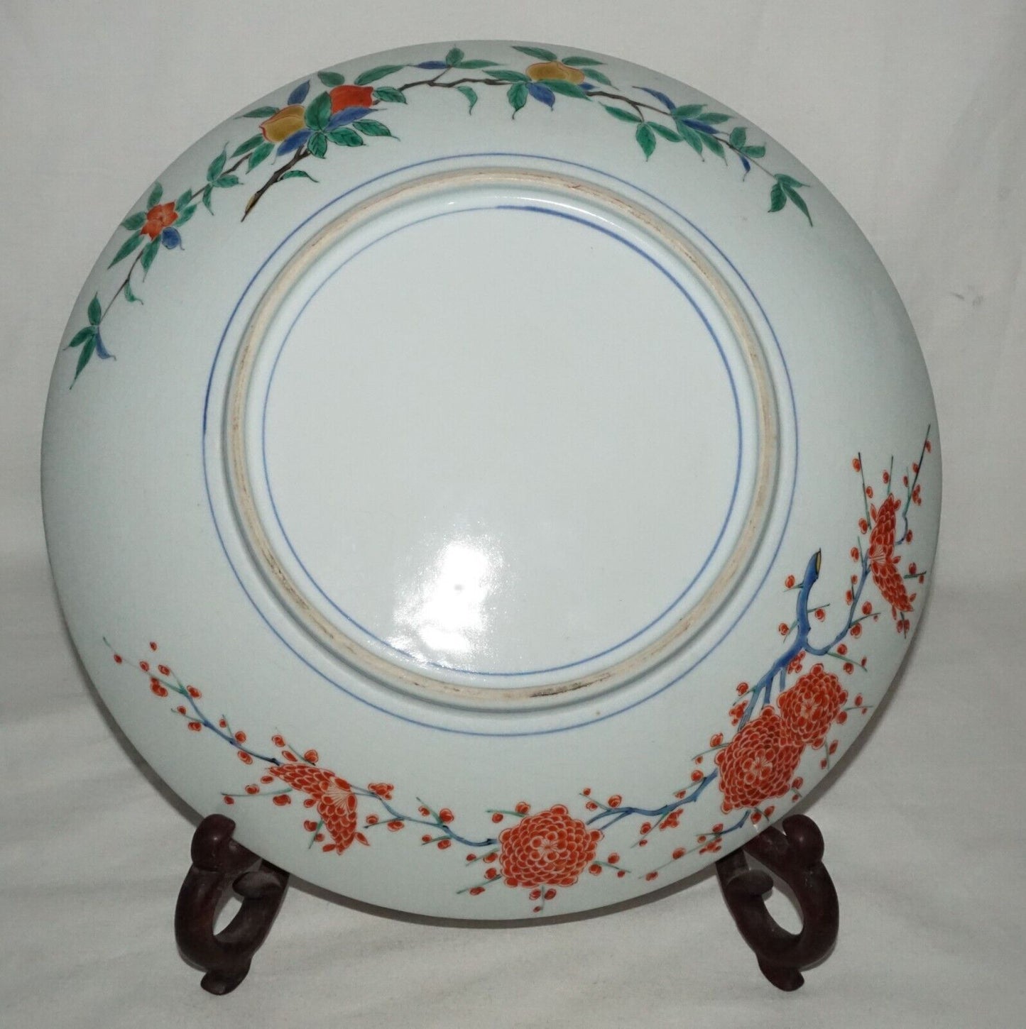 Japanese Meiji Kutani Ware Large Porcelain Plate w Monkey & Hairy Tortoise (FeH)