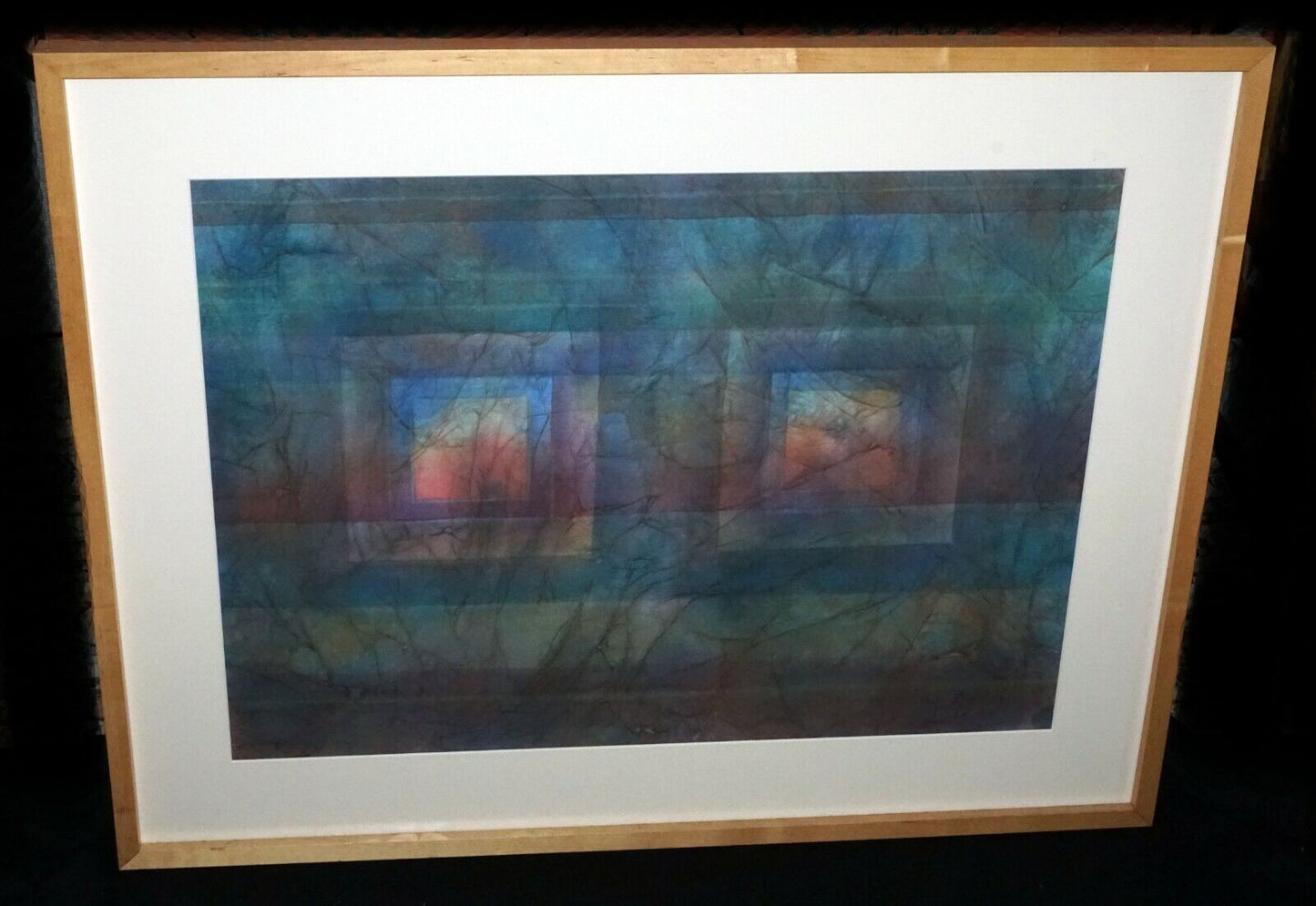 '03 Hawaii Modernist Watercolor Painting Square Eyes by Charles Eisho Higa (HeN)