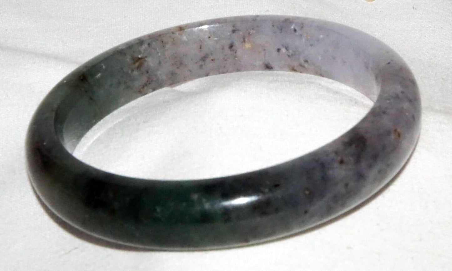 Vintage Chinese Grey Lavender & Green Jadeite Jade Bangle Bracelet (LeS)L25