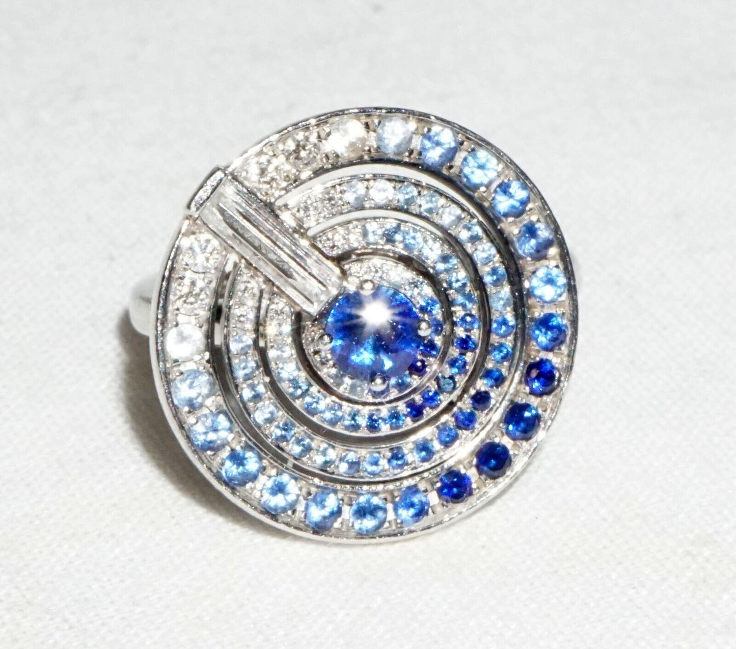 2015 New York 950 Platinum Sapphire & Diamond Ring Sz6.5 Tiffany Blue Book (InS)