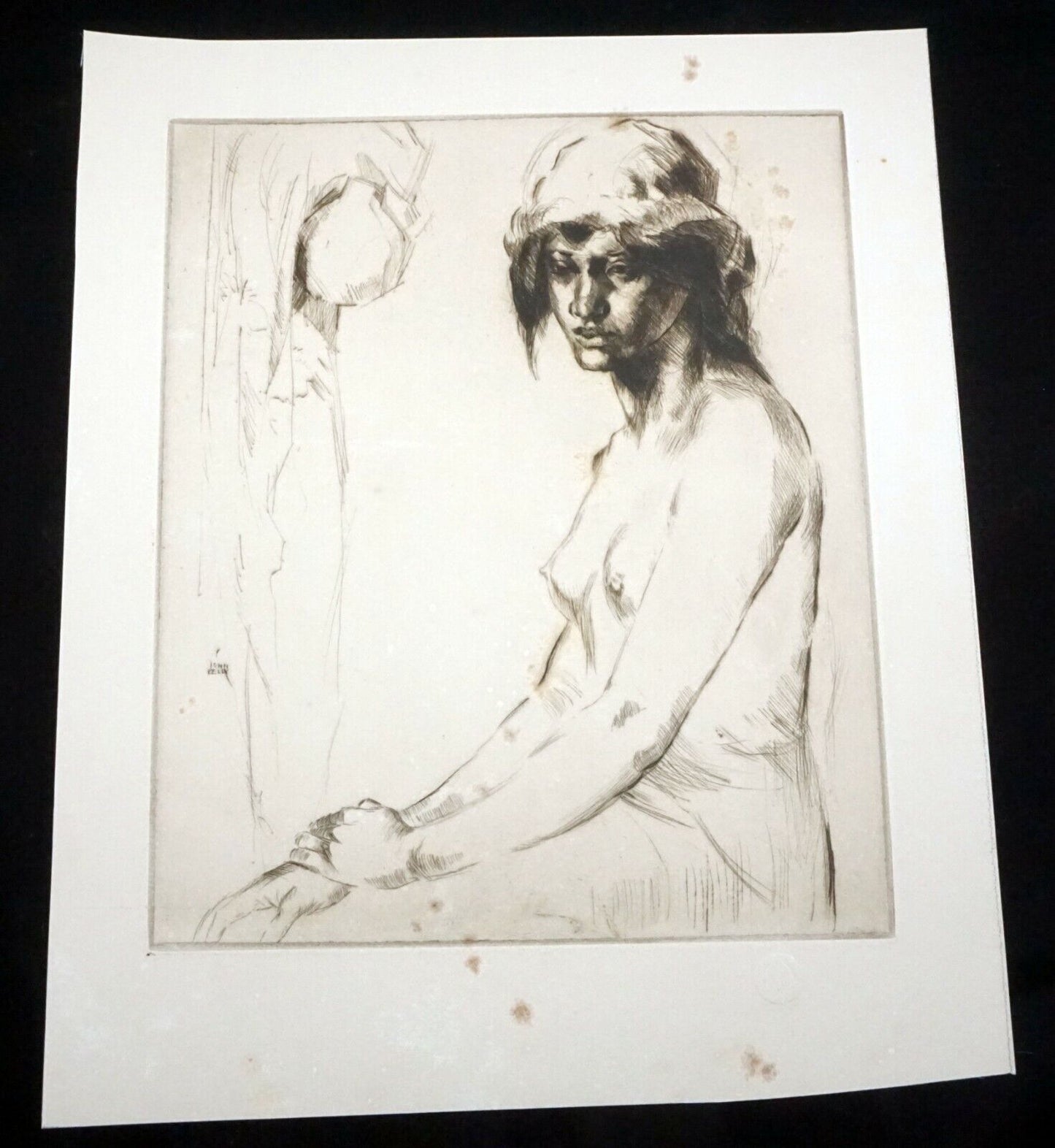 '30s Hawaii Etching Print Girl of Hawaii by John Melville Kelly (1879-1962)(Kel)