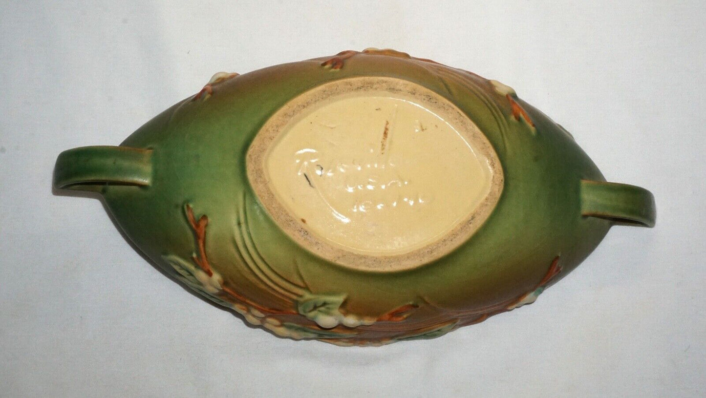 Vintage Roseville Pottery Snowberry Console Bowl -Shape 1BL2-10 Fern Green (NeW)