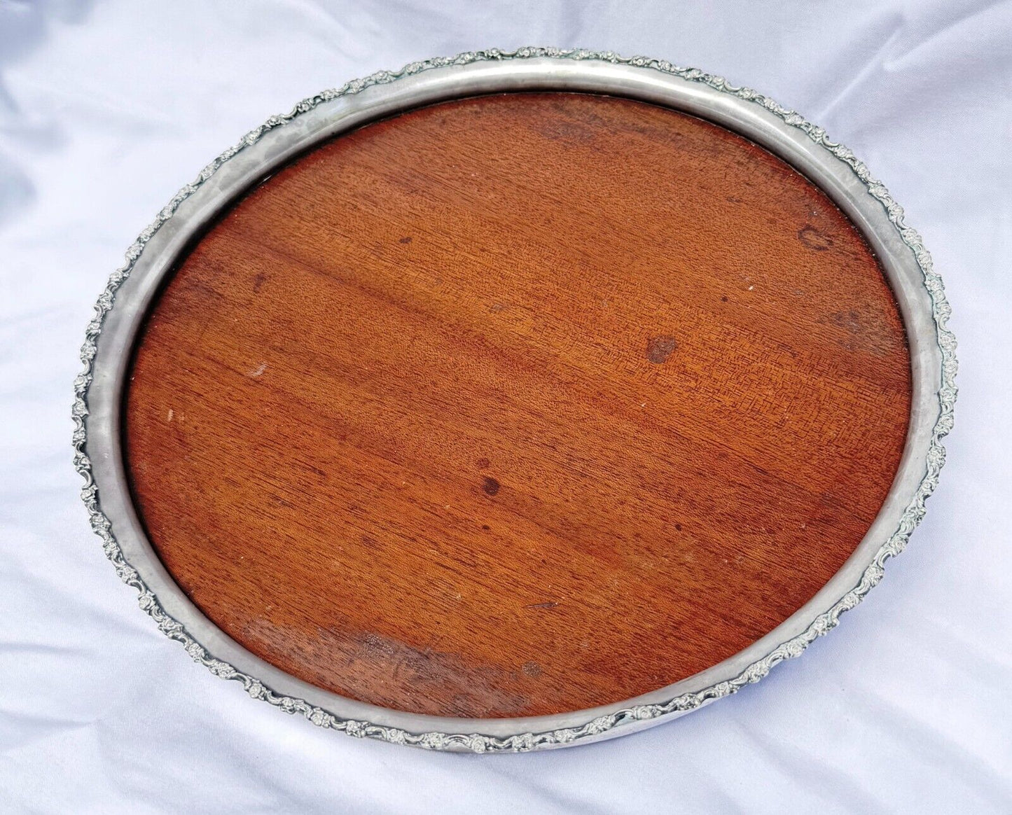 Vintage Shreve & Co San Francisco Silver & Mahogany Tray 11.25" (SmM)