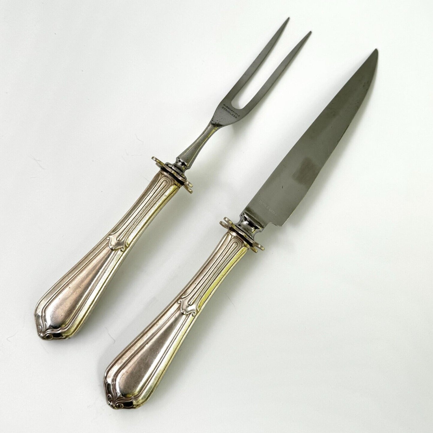 Vintage Silver Plated Reed & Barton Mirrorstele Carving Fork & Knife (WeP)