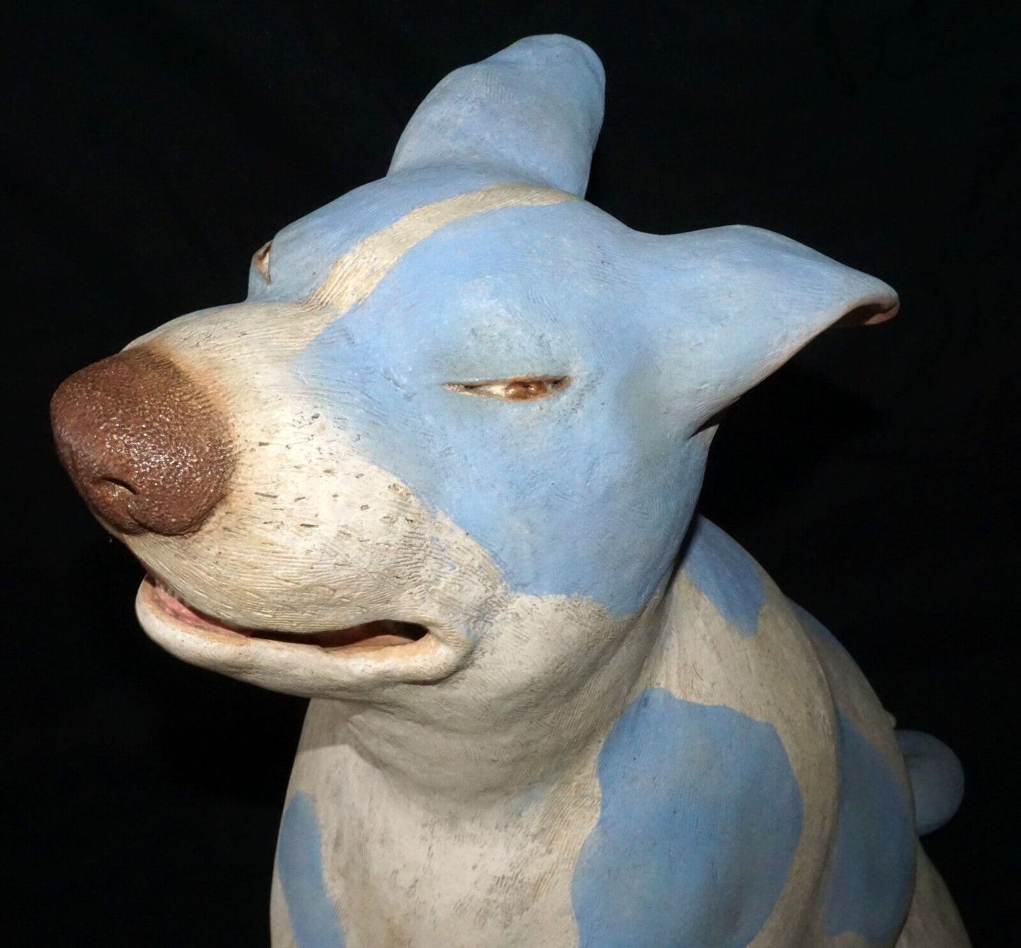 Hawaii Pottery Sculpture Blue Spotted Puppy Dog by Esther Shimazu (B.1957)(McA)