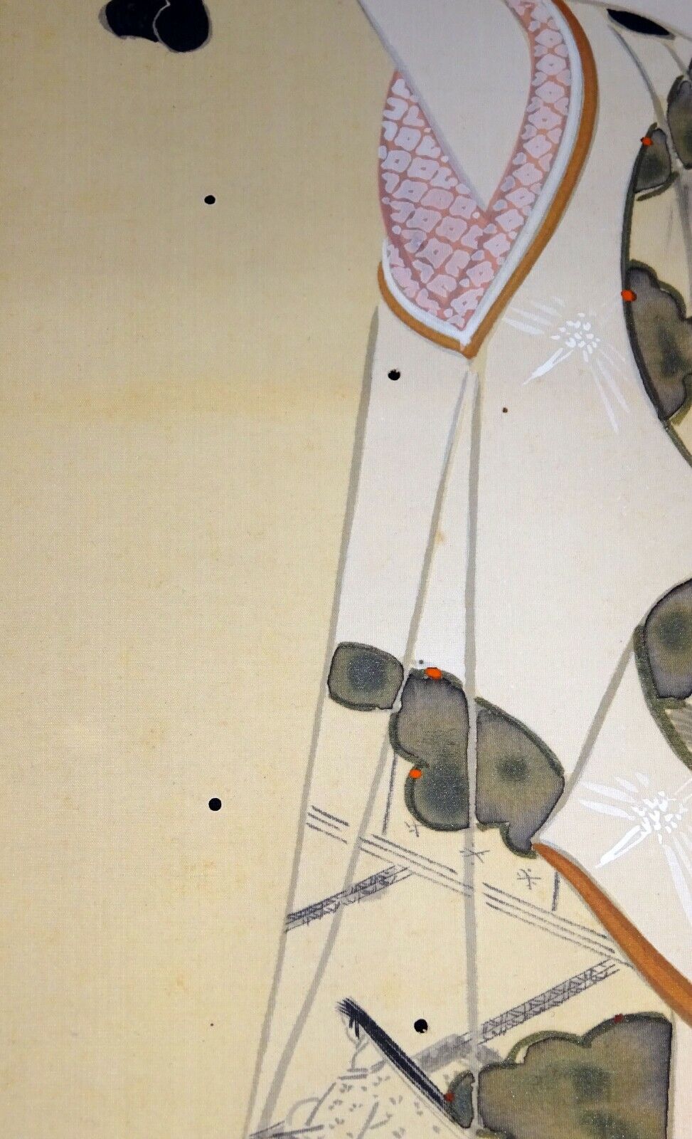 Japanese Taisho Showa Bijin Painting Beautiful Woman w. Bird Cage signed (Fuj)