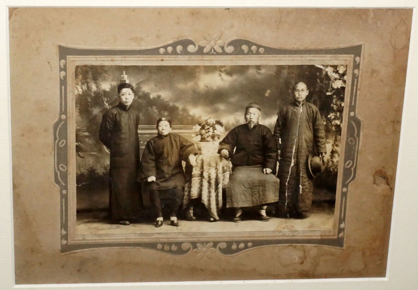 1900 Chinese Framed B&W Photo "Parents & Sons" by unknown maker (Mil)