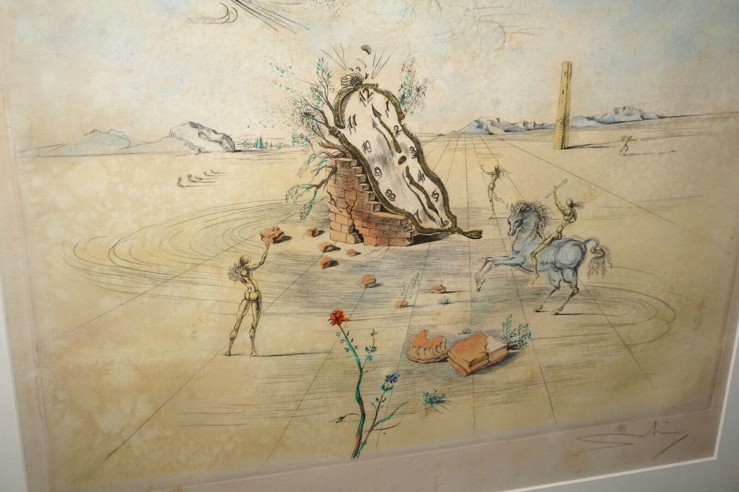 Hand Colored & Signed Etching 228/300 "Cosmic Rider" by Salvador Dali (HiC)