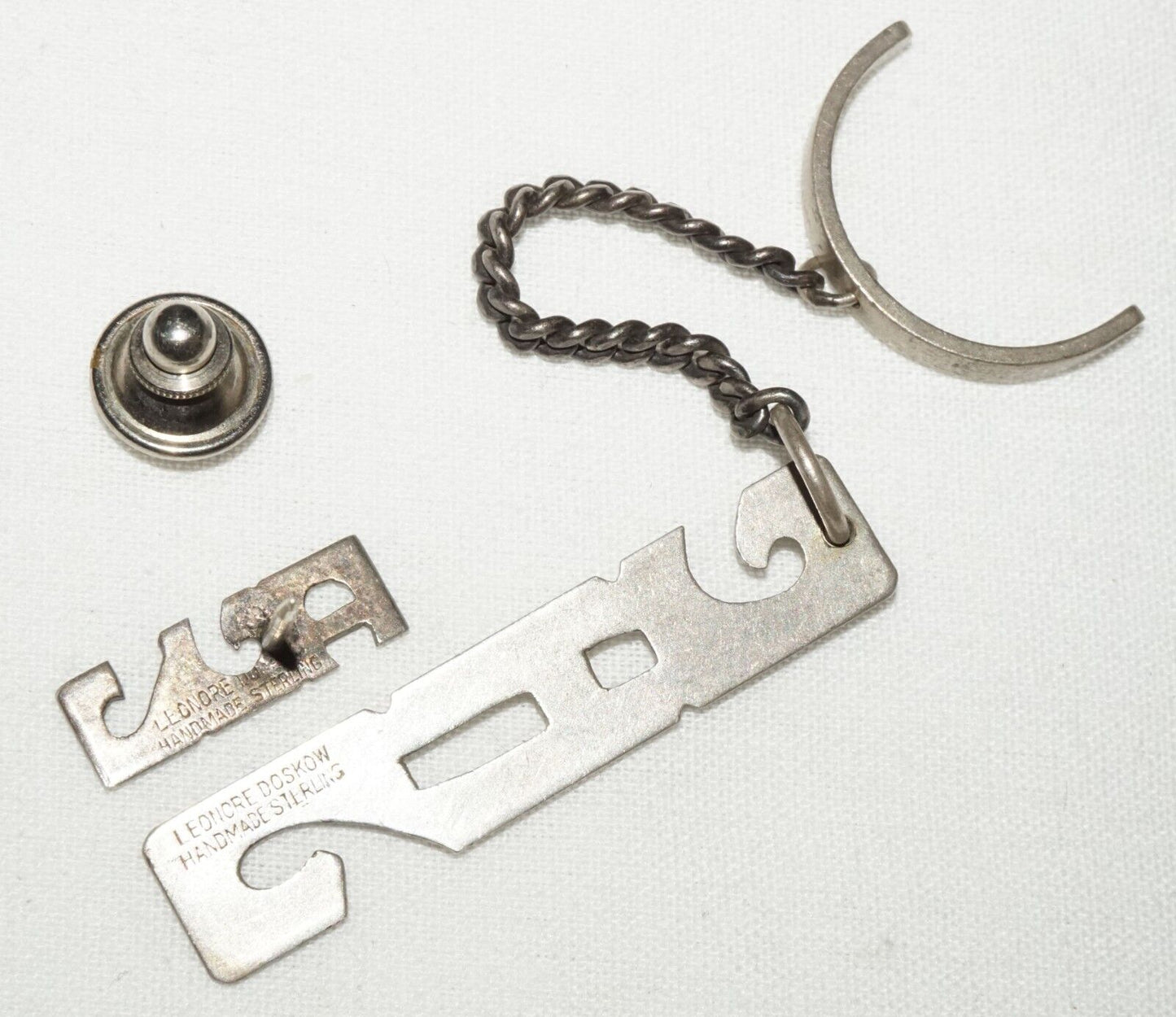 2Pc Vintage US Handmade Sterling Silver Pendant & Pin by Leonore Doskow (AHB