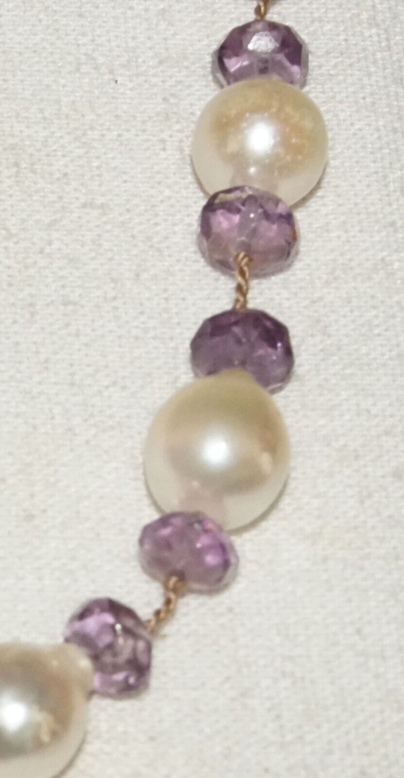Vintage Sterling Silver Necklace w. Baroque Pearls & Facetted Amethyst (LeP)