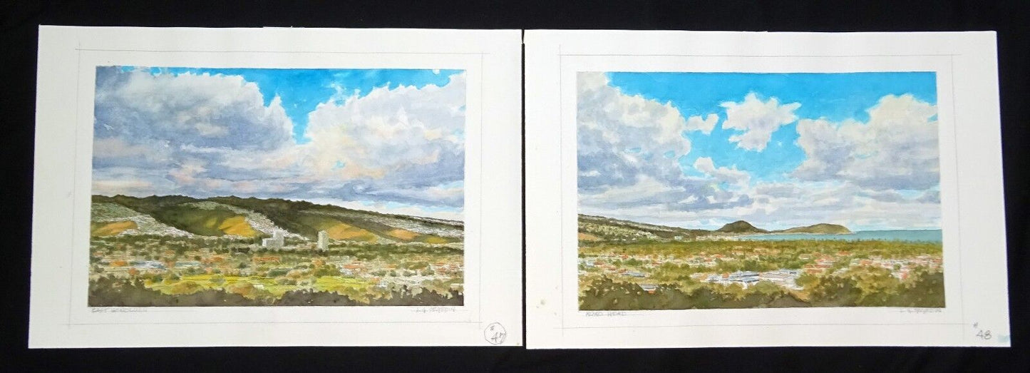 Orig. Hawaii Watercolor Painting "Koko Head poss. Diptych" by L. Segedin #48