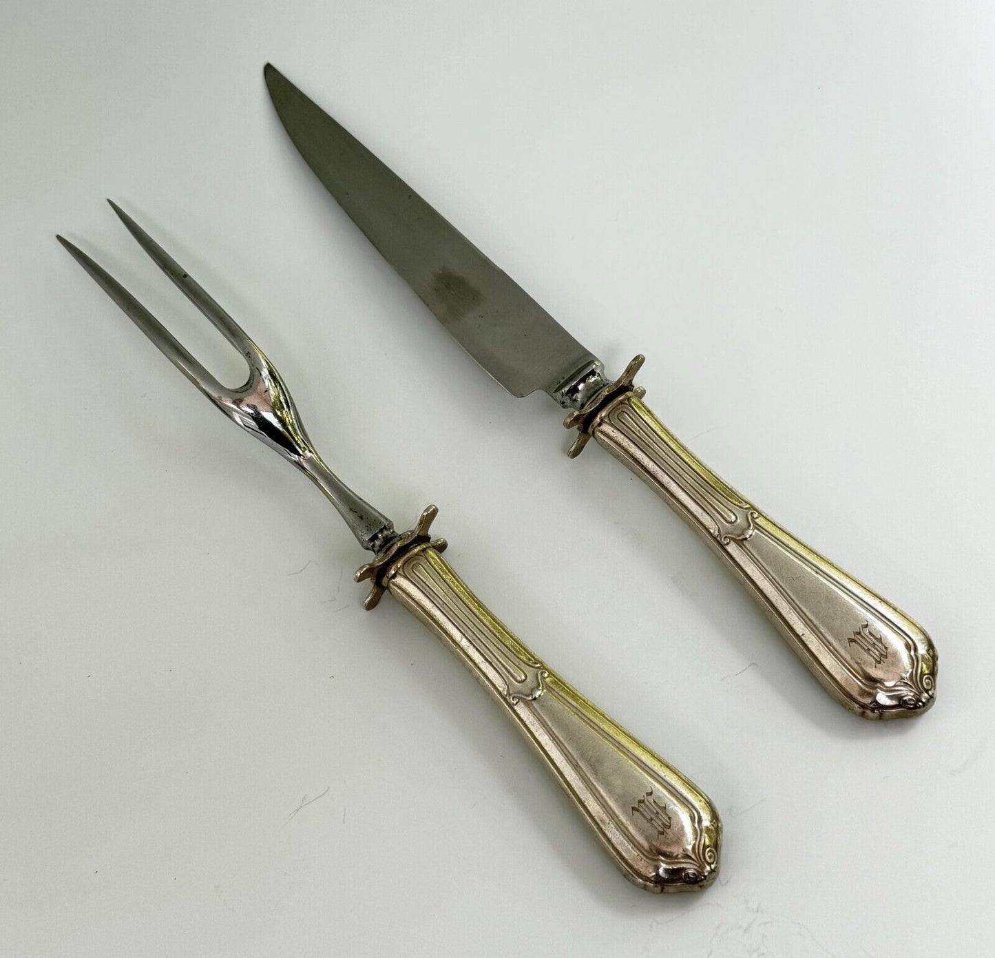 Vintage Silver Plated Reed & Barton Mirrorstele Carving Fork & Knife (WeP)