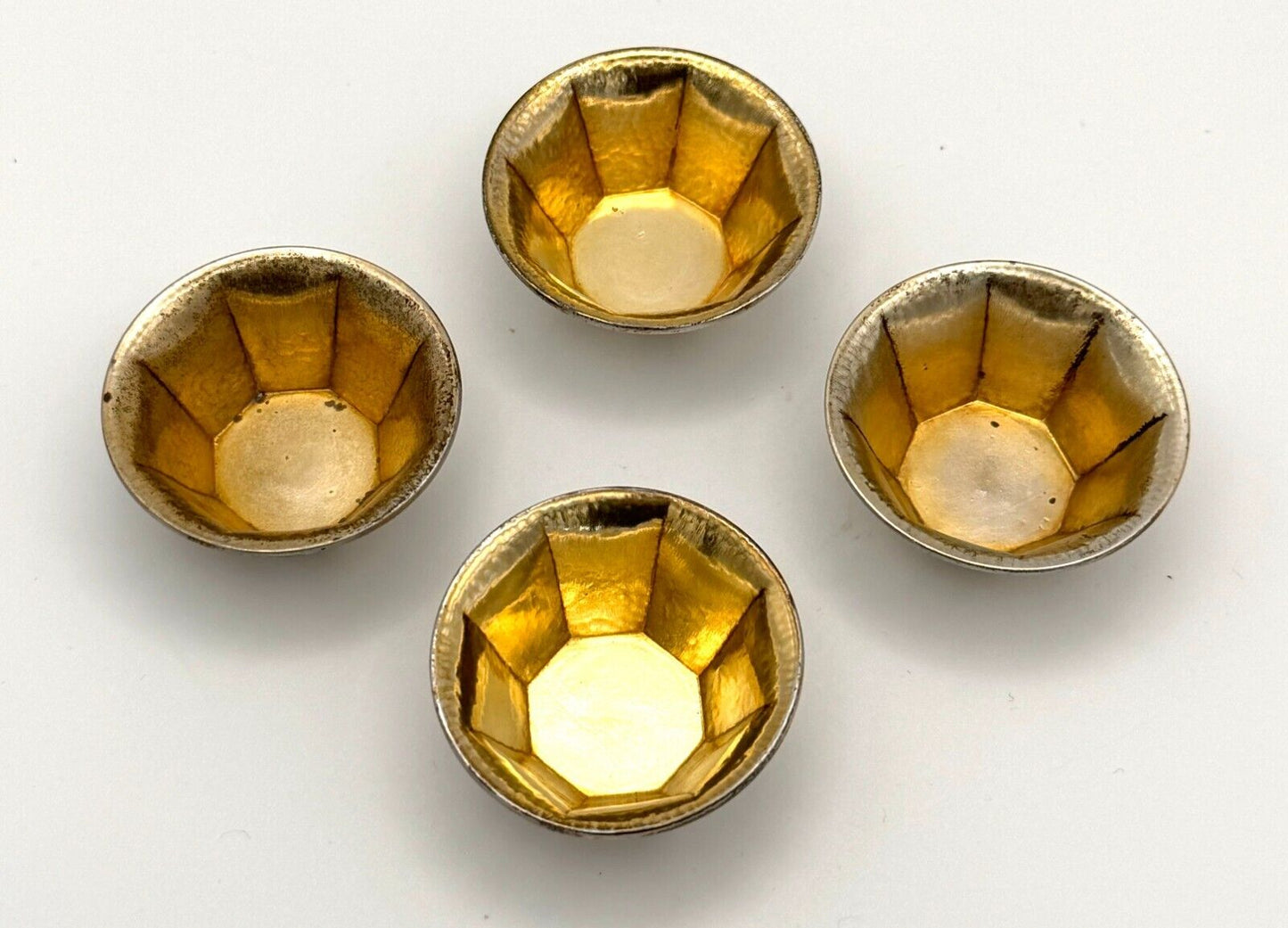 Antique Webster Co Sterling Silver Petite Bowls w Gilded, Hammered Finish (WeP)