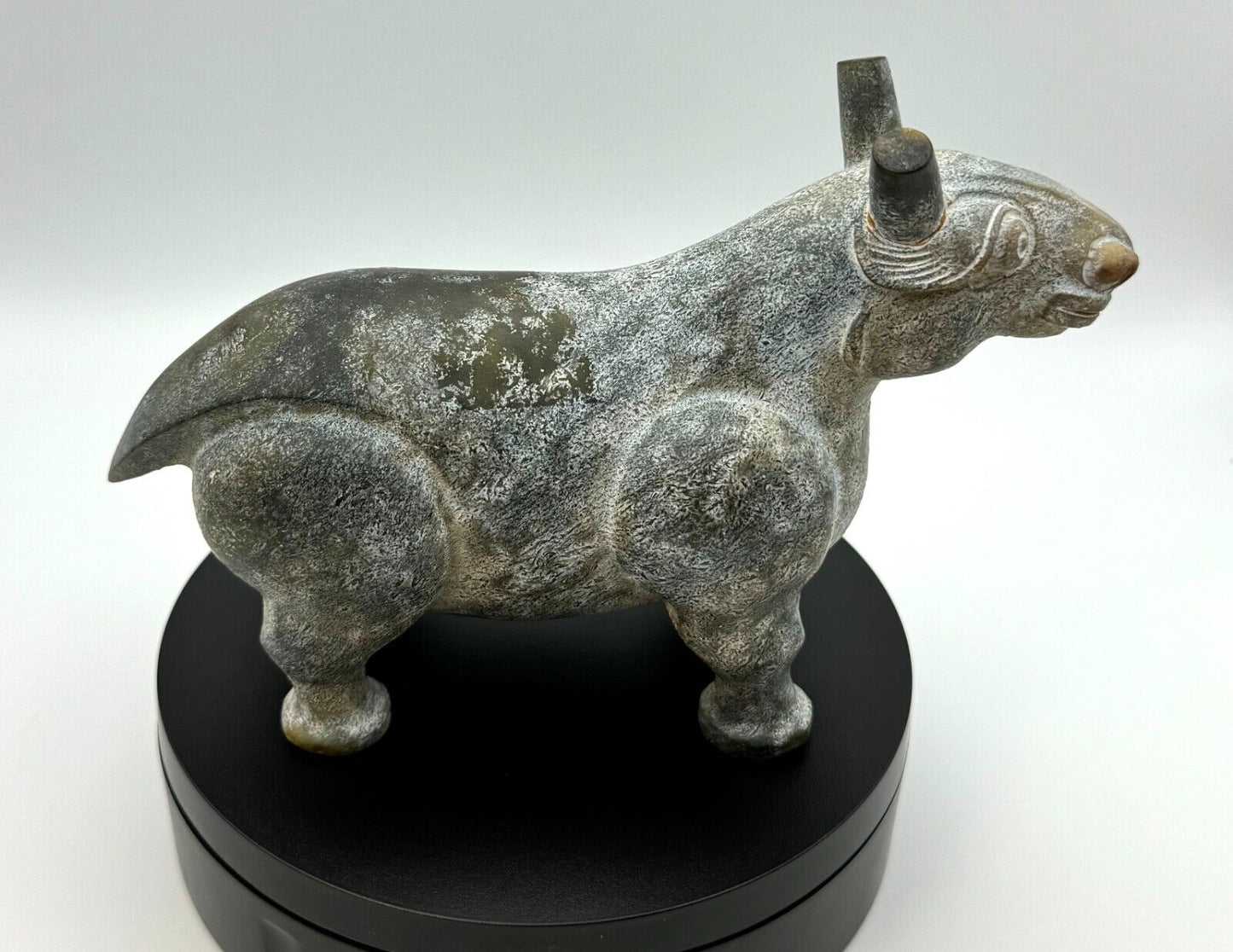 Vintage Chinese Light Brown Jadeite Carving of a Mythical Animal (InS)59