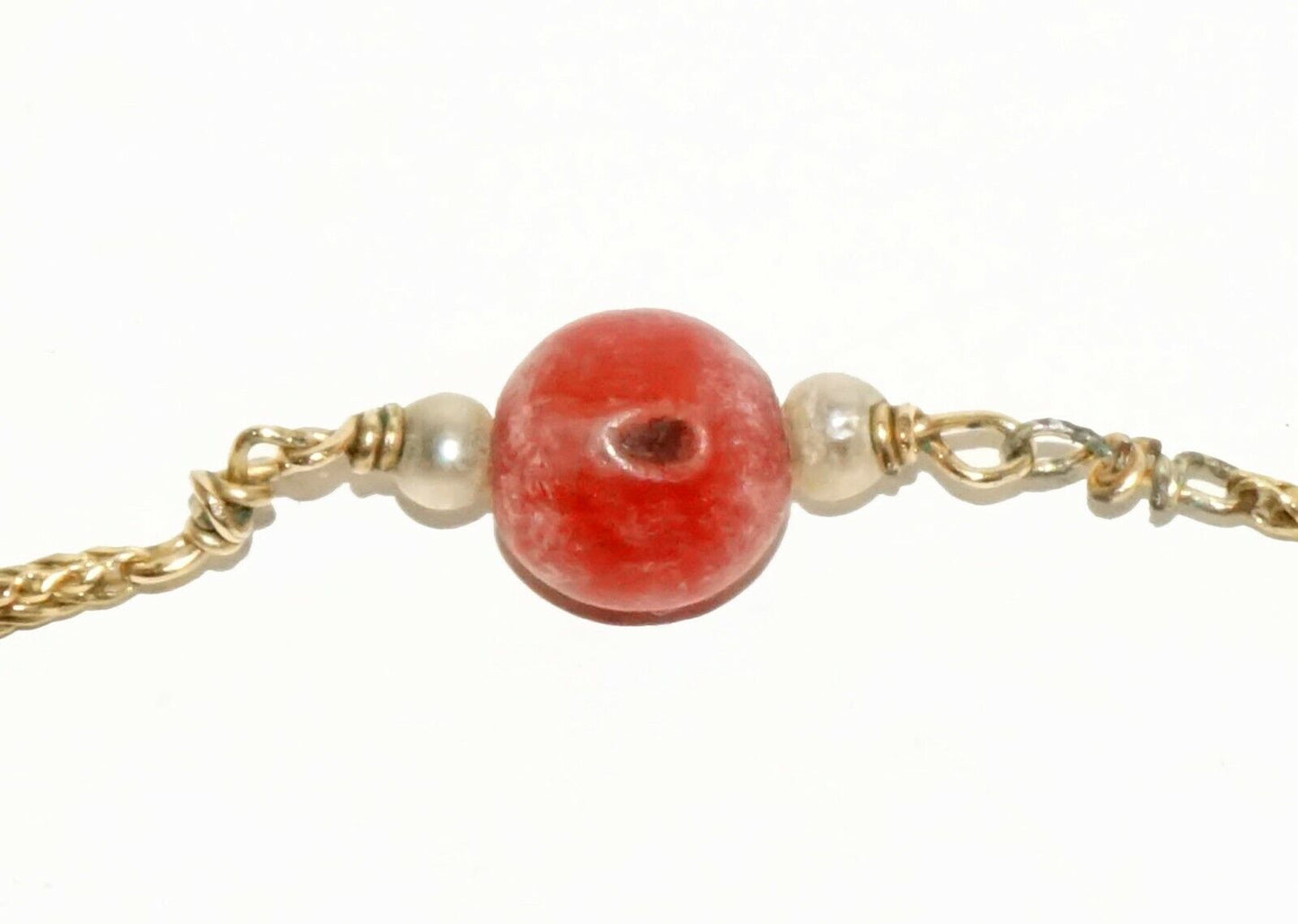 Italy 14K yellow Gold Necklace w Red & Black Coral Beads Giovanni Balestra (LeP)