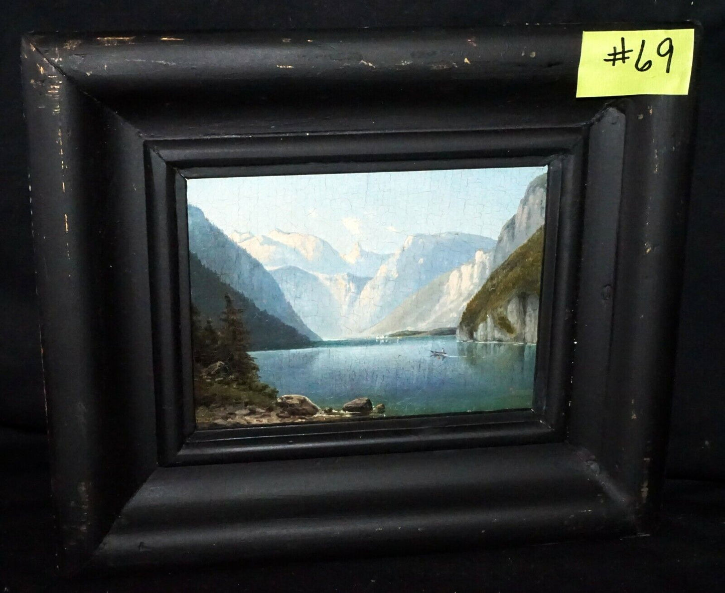 1876 German Oil Painting "Königssee & Alps" by Bernhard Fiedler (1816-1904)(***)