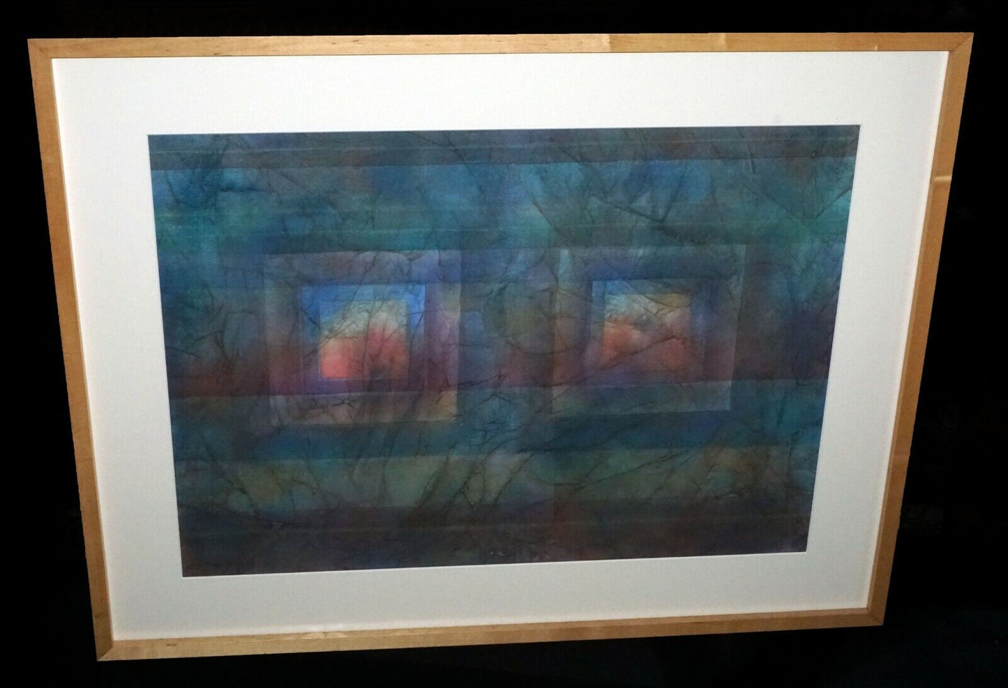 '03 Hawaii Modernist Watercolor Painting Square Eyes by Charles Eisho Higa (HeN)