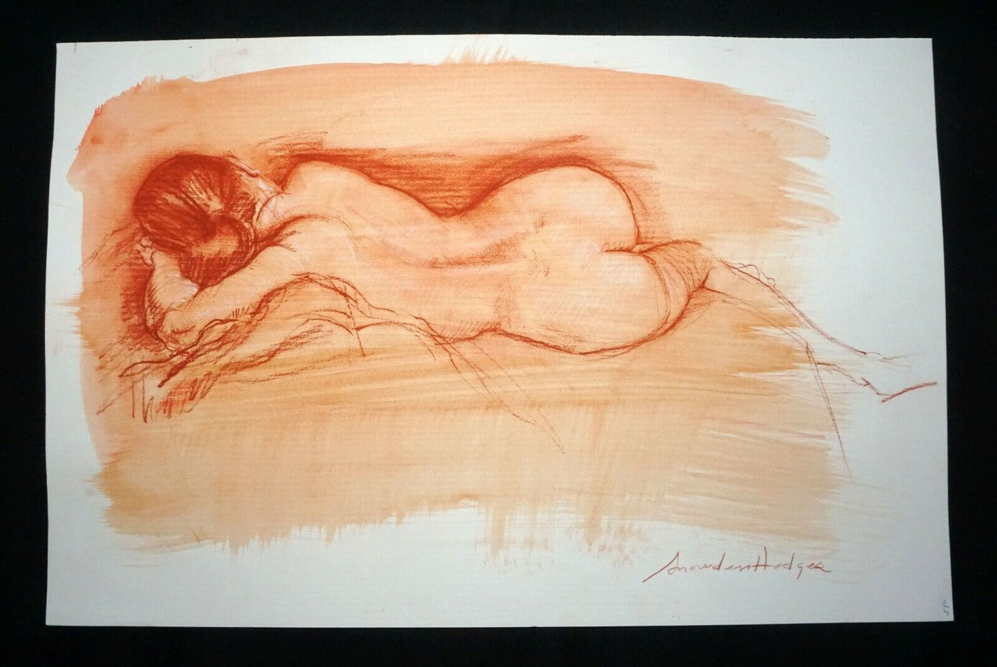 Hawaii Mixed Media Wash Painting Sleeping Female Nude Snowden Hodges(Sho)#126