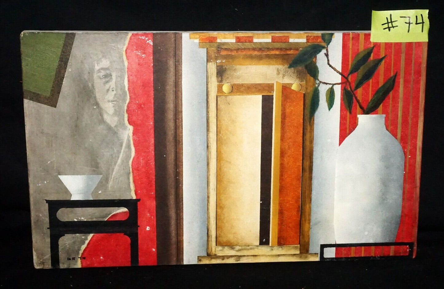 1979 Hawaii Oil on Canvas Still Life Painting "Vase & Face" signed D.R. (***)