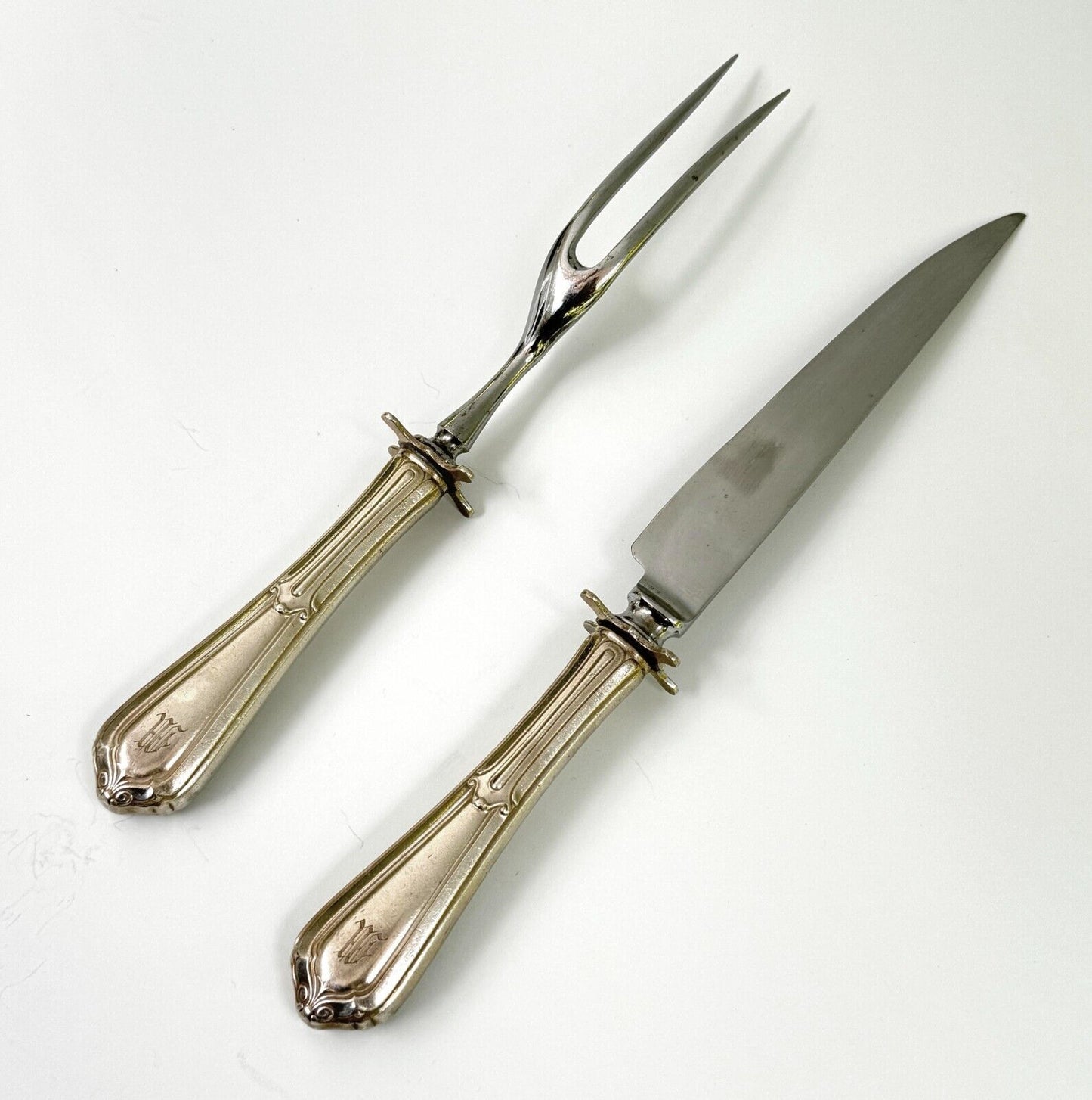 Vintage Silver Plated Reed & Barton Mirrorstele Carving Fork & Knife (WeP)