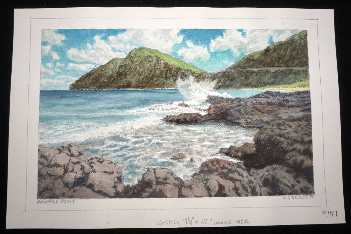 Hawaii Watercolor Painting "Makapuu Point, Oahu" by Larry Segedin #171