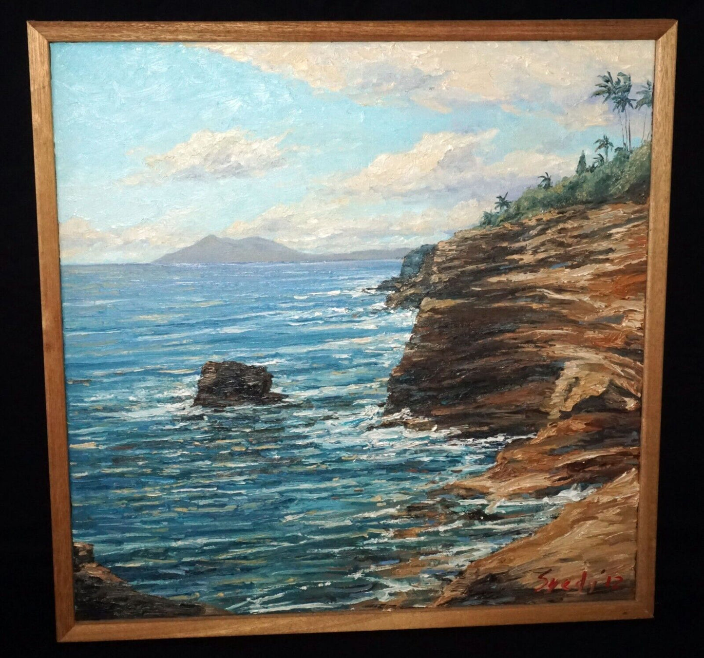 2012 Hawaii Impasto Oil Painting "Portlock to Diamond Head" by Kelly Sueda (InS)