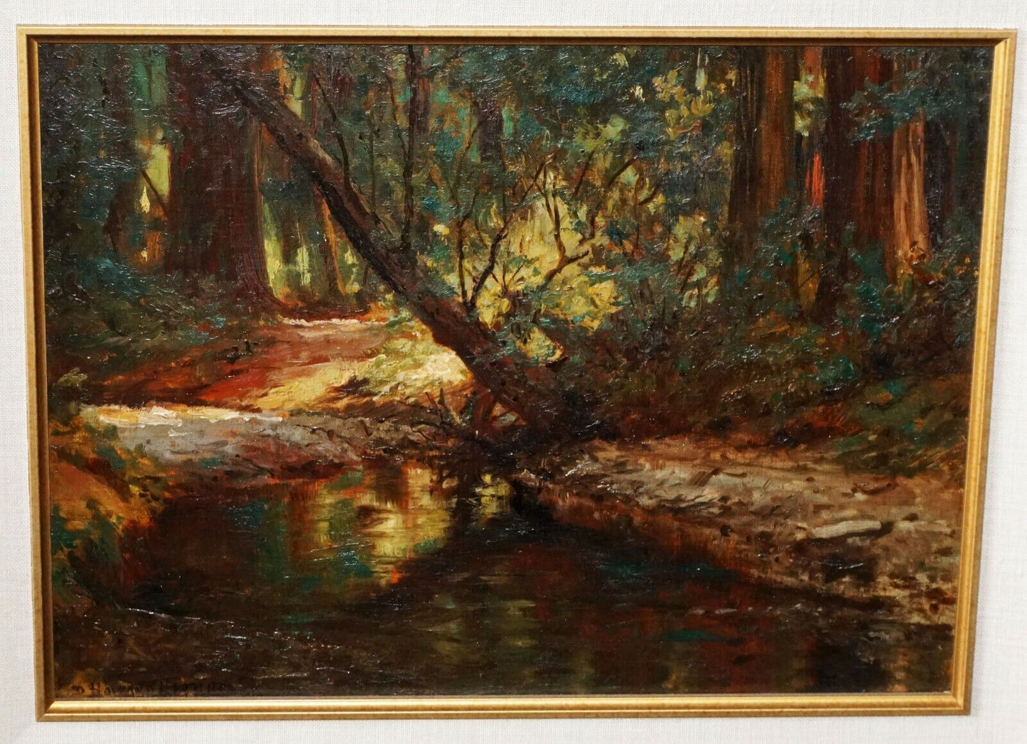 1910 California Oil Painting Forest by David Howard Hitchcock (1861-1943) (SRs)
