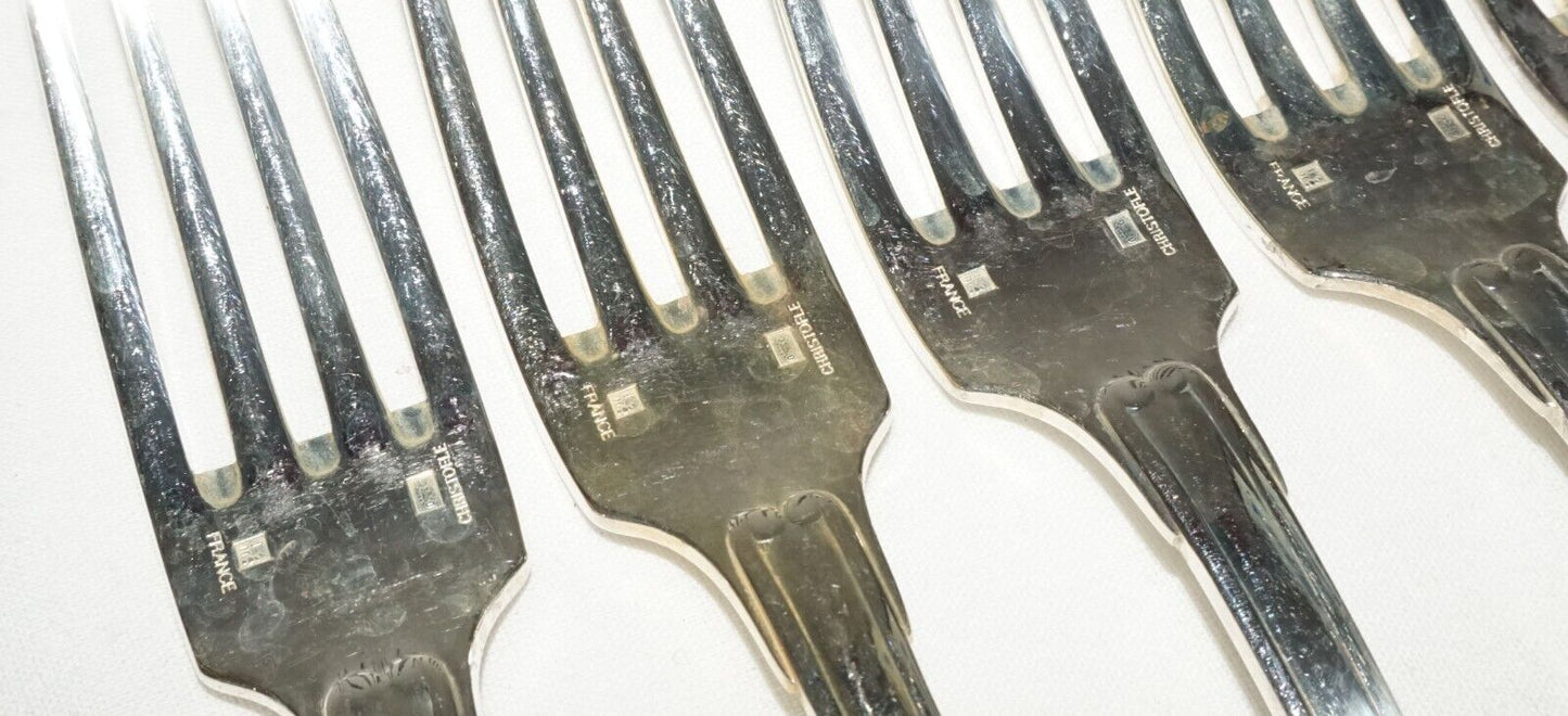 6Pc France Silver Plated Dinner Forks Lot Shell Vendome Pat Christofle (NiC) L6