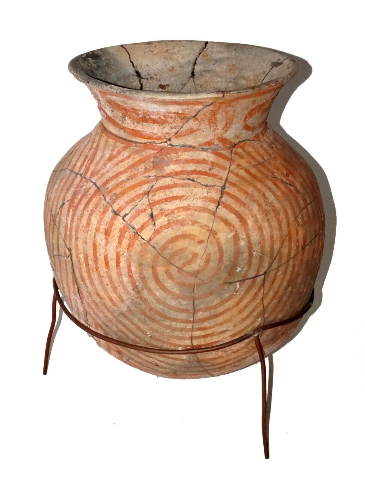 1600BCE Thai Ban Chiang Huge Chard Assembled Vessel w. Red Motifs (Mil) IC